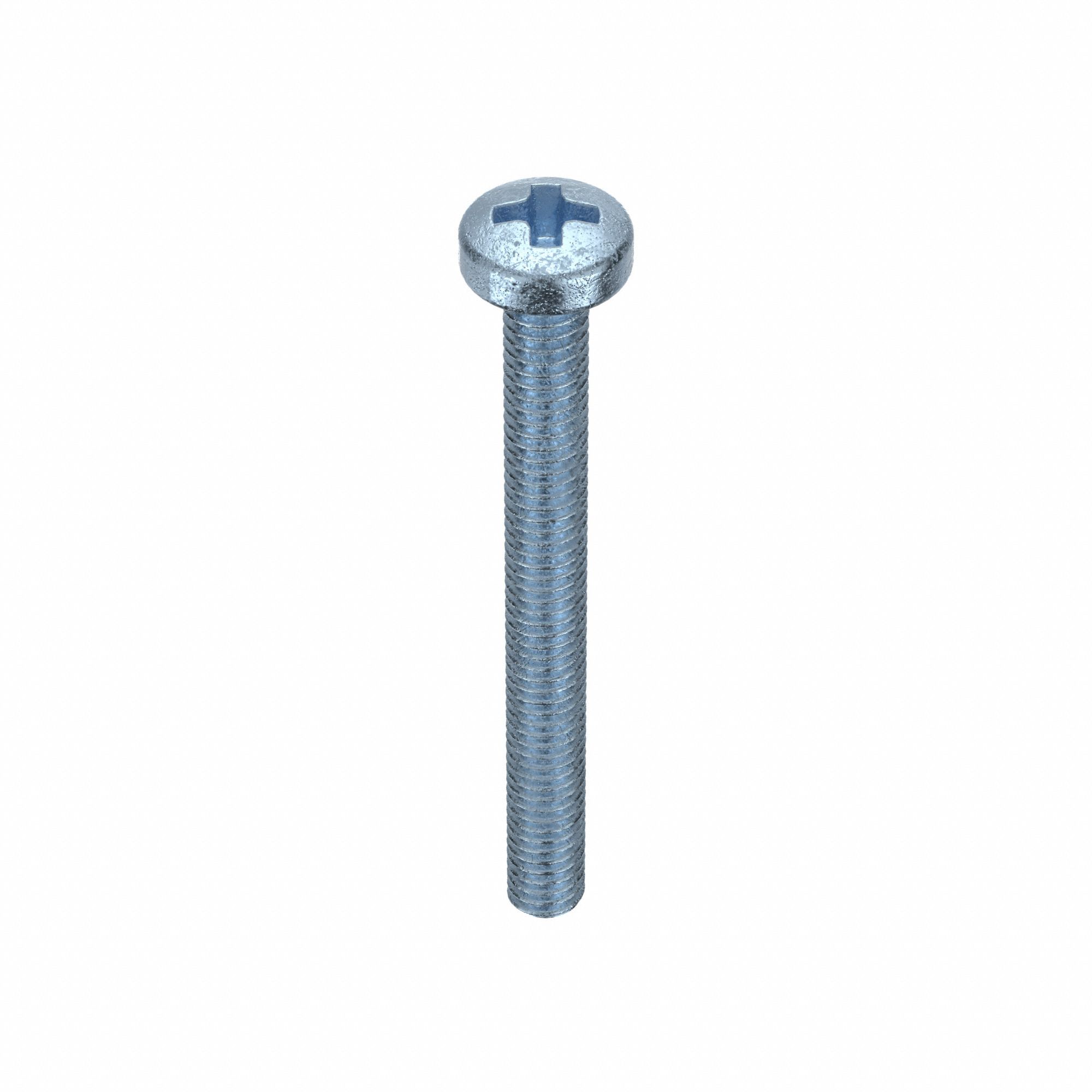 Machine Screws: M2.5x0.45 Thread Size, 25 mm Lg, Steel, Zinc-Plated, Pan, Phillips, 100 PK