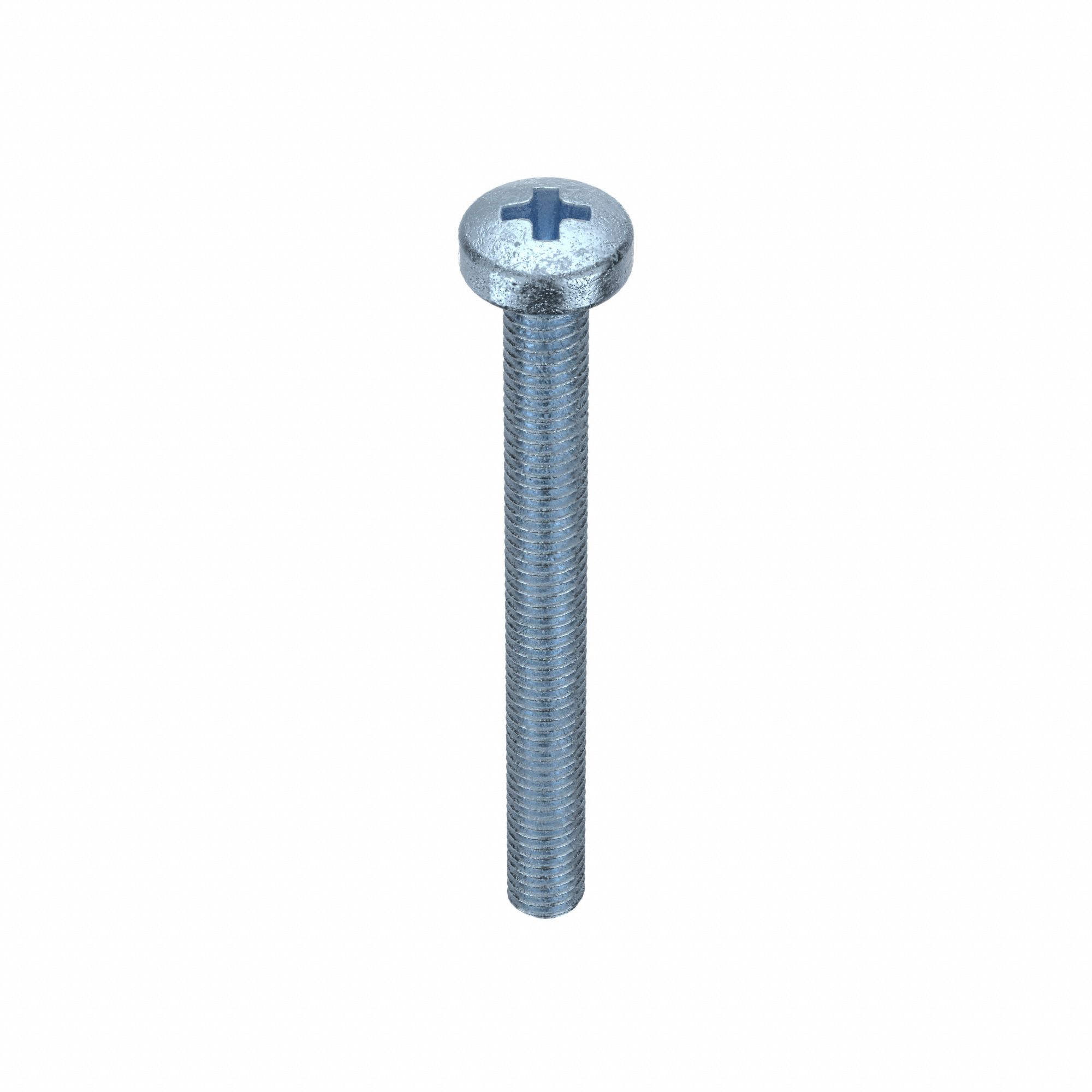 Machine Screw: M3x0.50 Thread Size, 30 mm Lg, Class 4.8, Steel, Zinc-Plated, Cheese, 100 PK