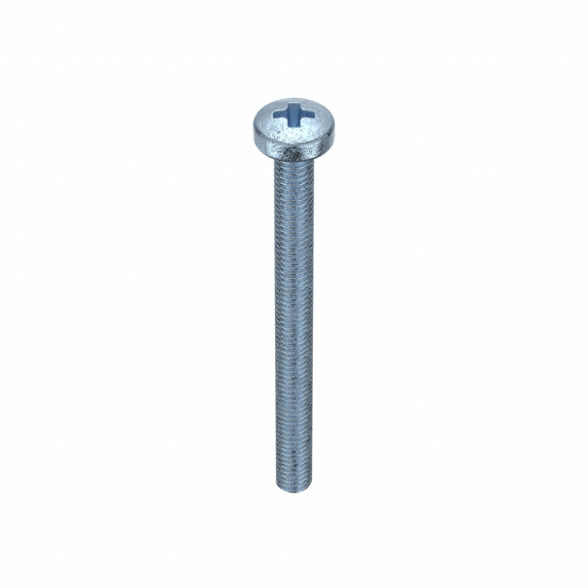 MACHINE SCREW, M3 THREAD SIZE, 35MM L, STEEL, ZINC PLATED, PAN, PHILLIPS, METRIC, 100 PK