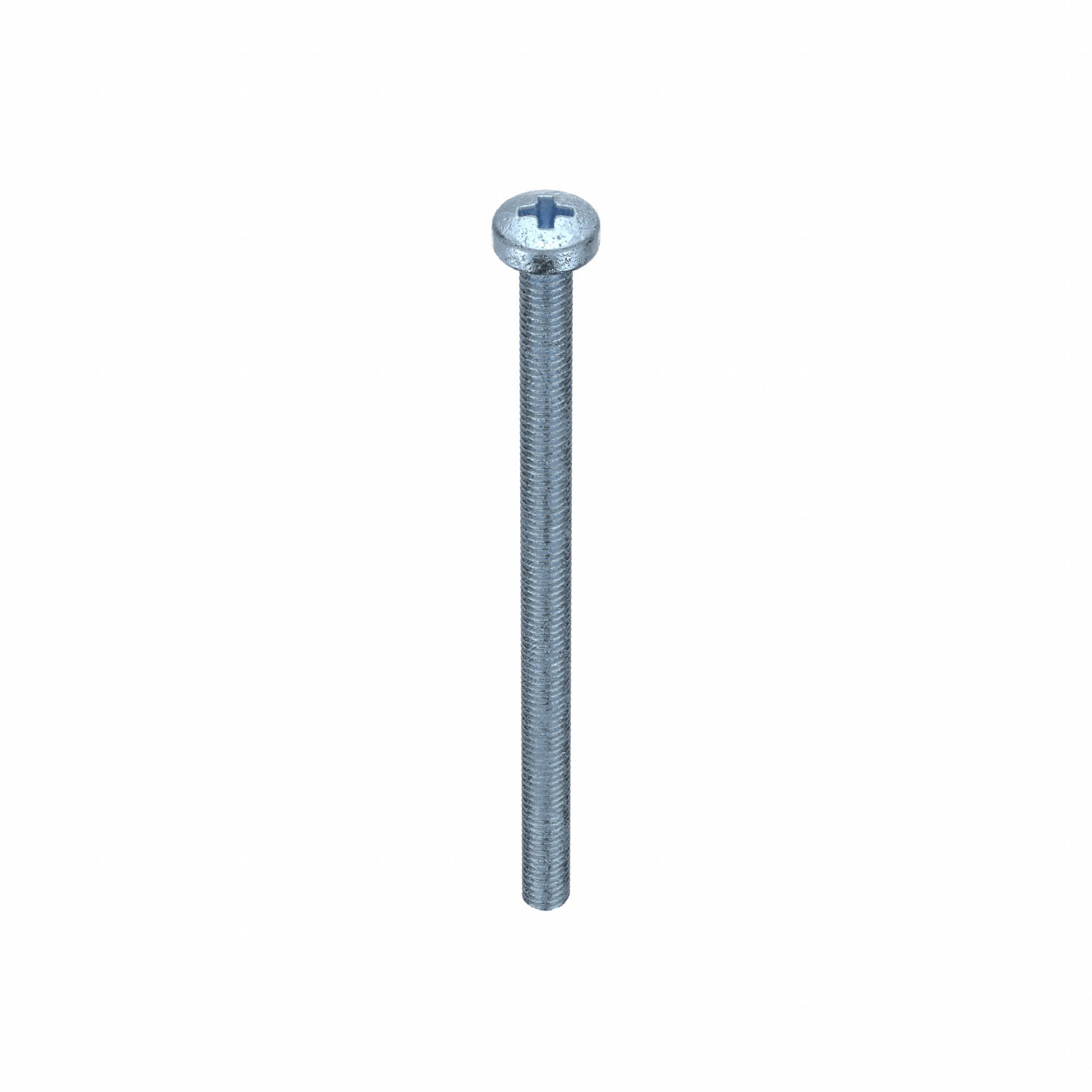 MACHINE SCREW, M3 THREAD SIZE, 50MM L, STEEL, ZINC PLATED, PAN, PHILLIPS, METRIC, 25 PK