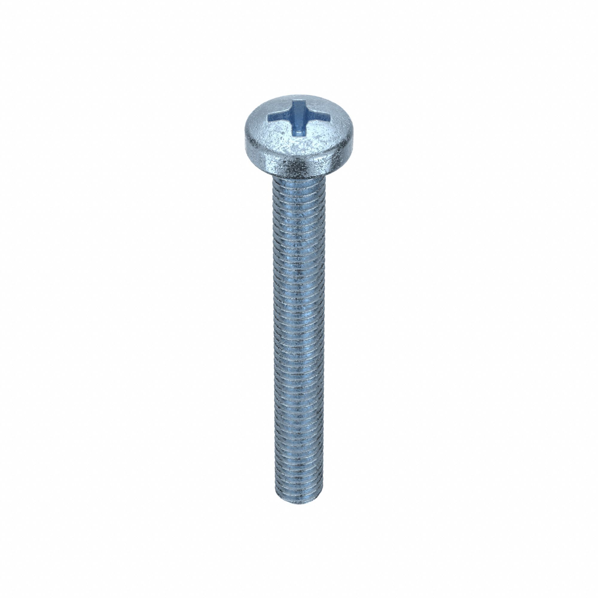 Machine Screw: M4x0.70 Thread Size, 35 mm Lg, Class 4.8, Steel, Zinc-Plated, Cheese, 100 PK