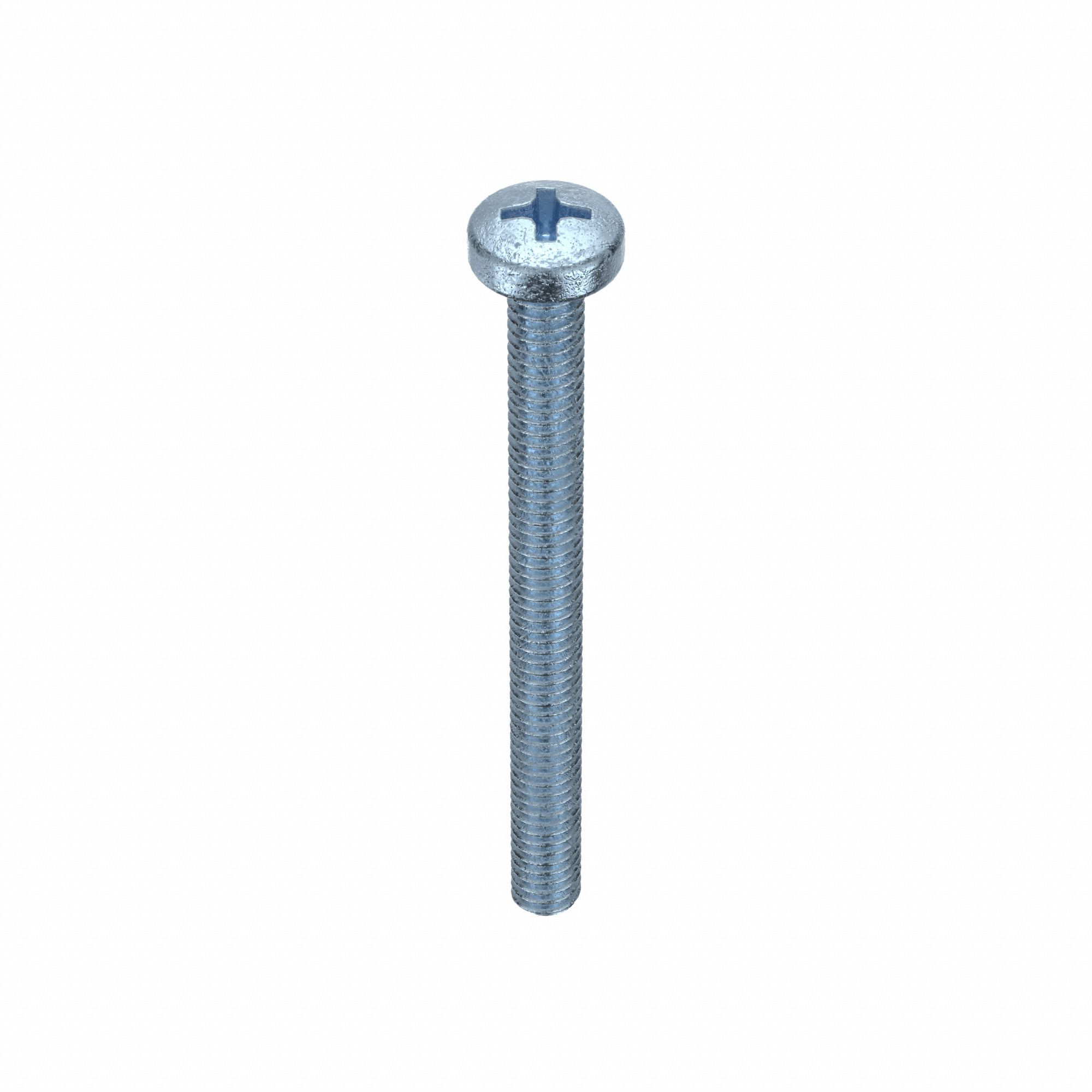 Machine Screw: M4x0.70 Thread Size, 45 mm Lg, Class 4.8, Steel, Zinc-Plated, Cheese, 100 PK