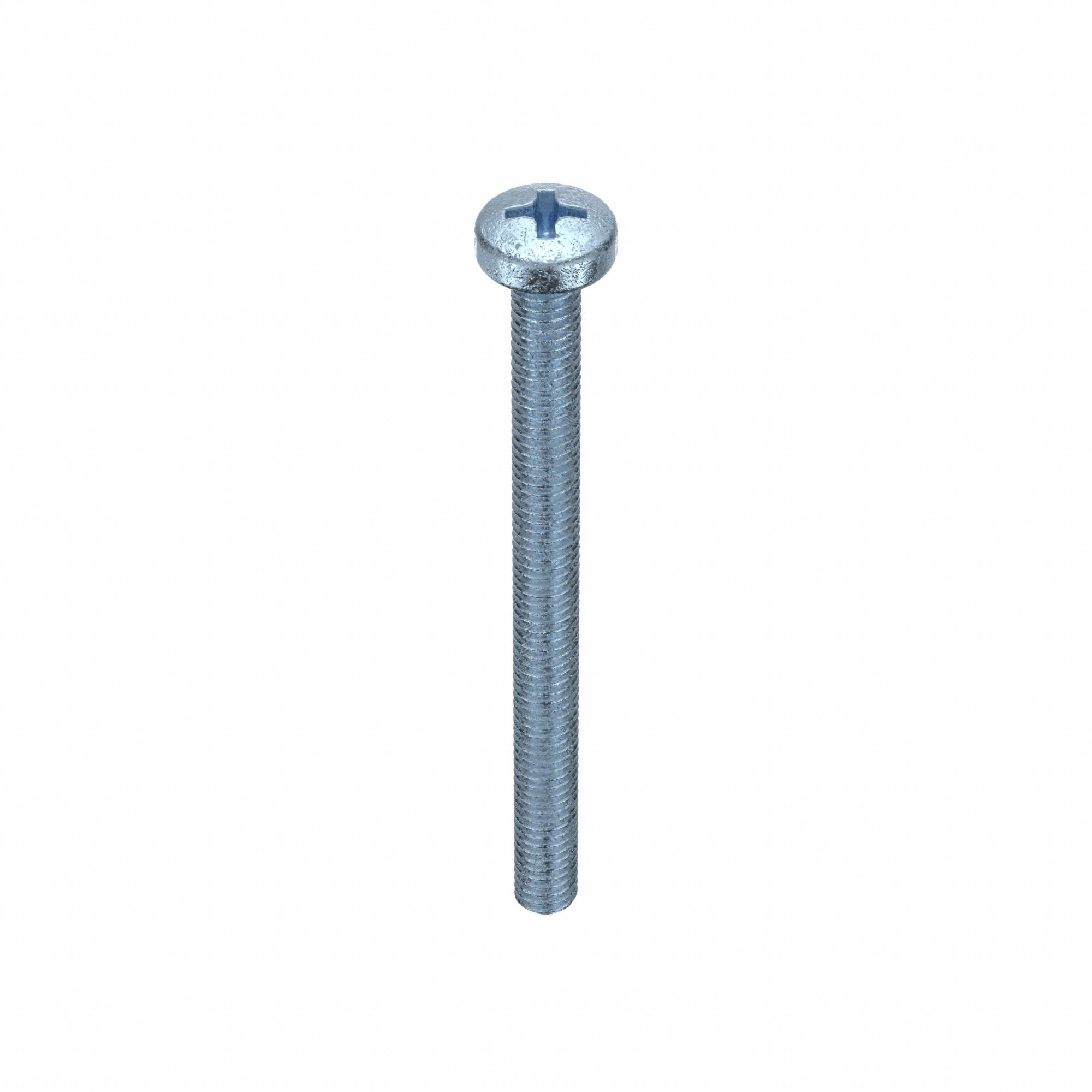 Machine Screw: M4x0.70 Thread Size, 50 mm Lg, Class 4.8, Steel, Zinc-Plated, Cheese, 100 PK