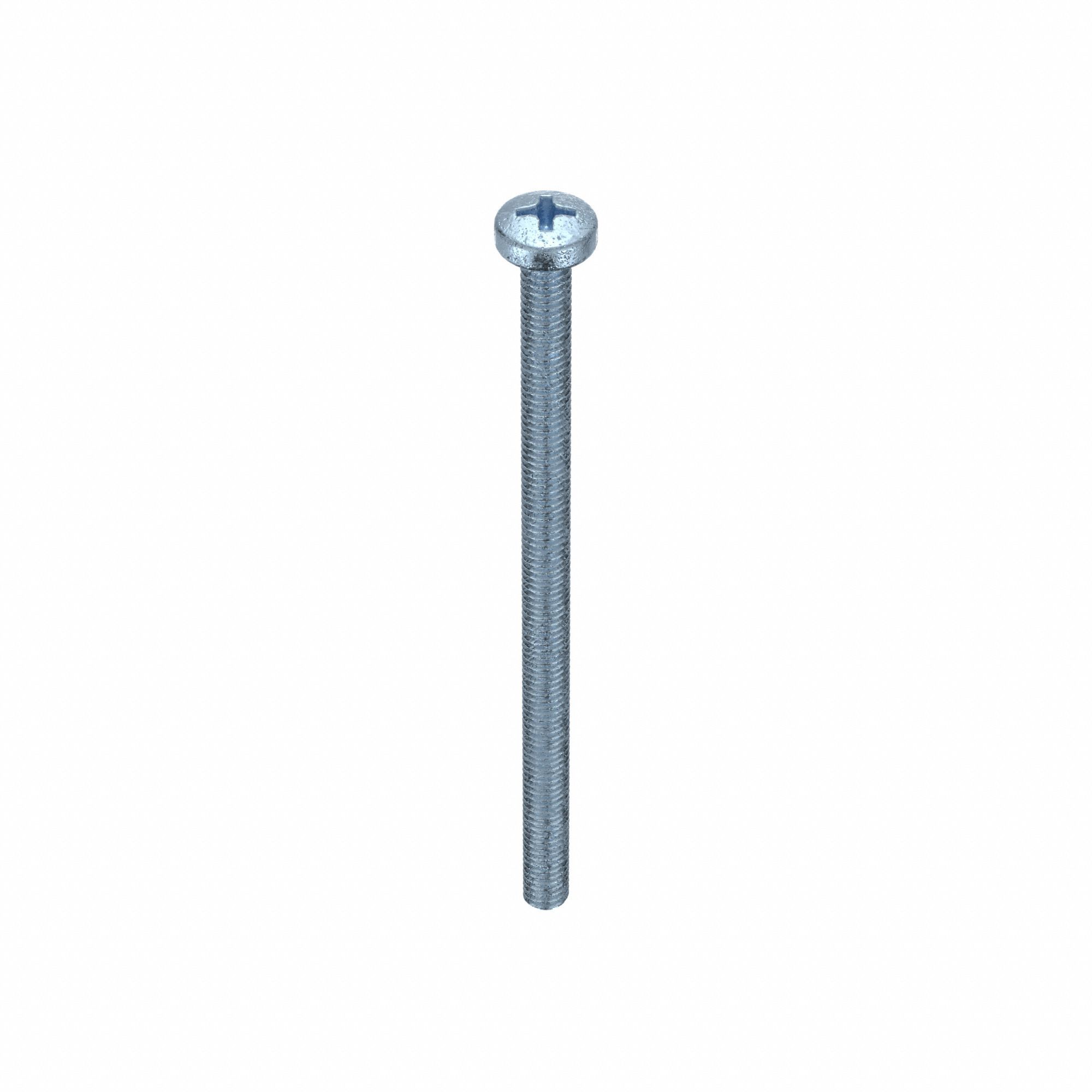 Machine Screws: M4x0.70 Thread Size, 70 mm Lg, Steel, Zinc-Plated, Pan, Phillips, 10 PK