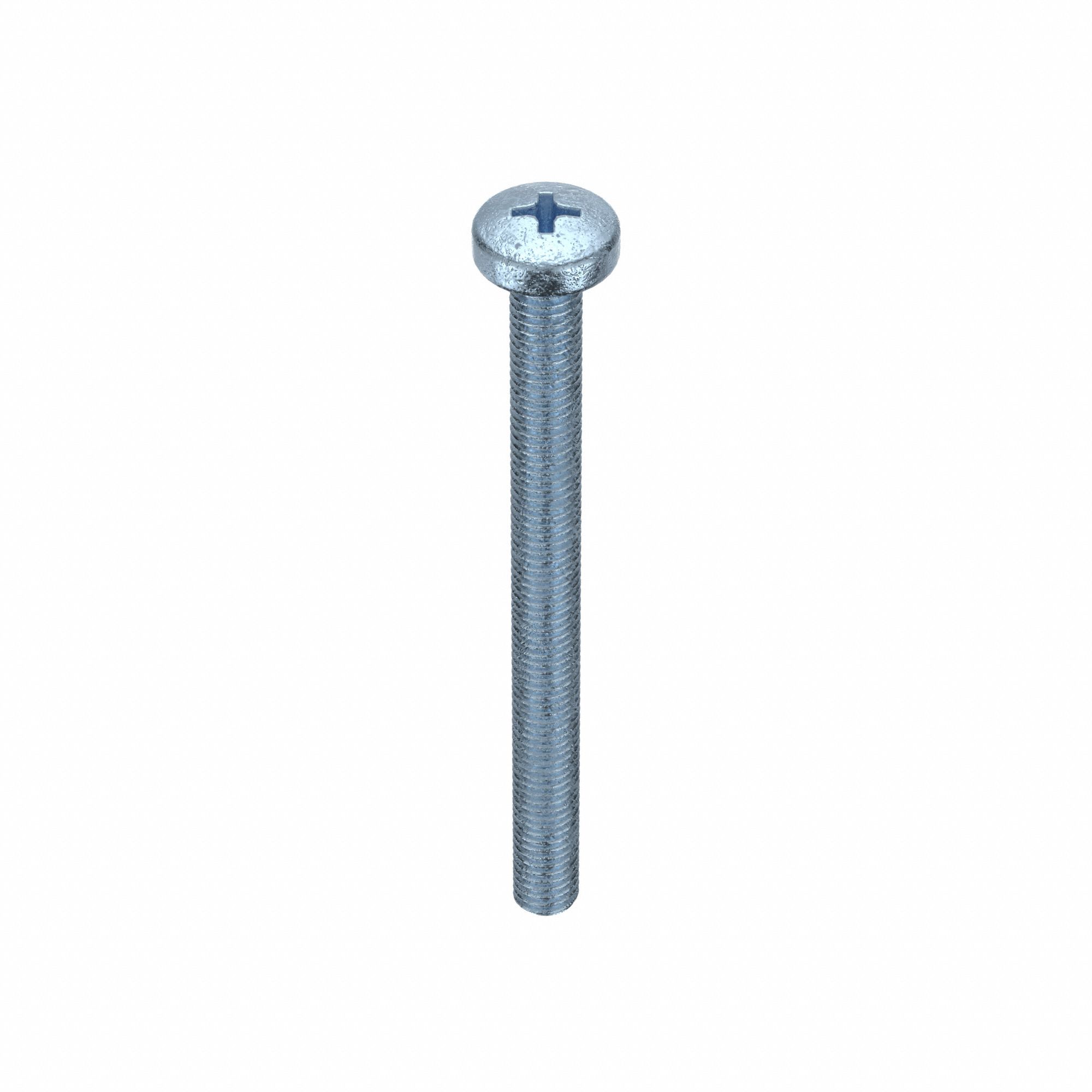Machine Screw: M5x0.80 Thread Size, 60 mm Lg, Class 4.8, Steel, Zinc-Plated, Cheese, Phillips, 50 PK