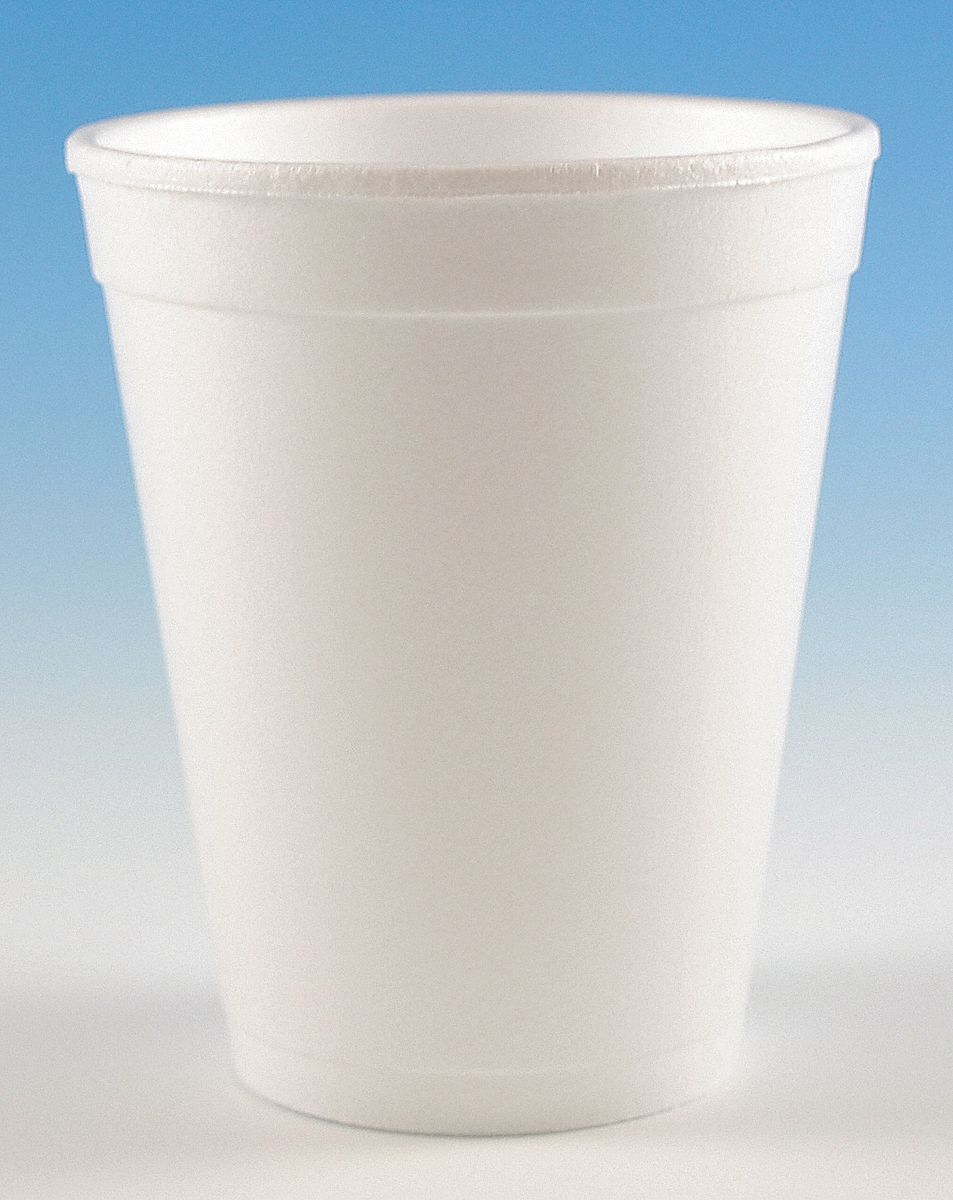 GRAINGER APPROVED 10 oz Foam Disposable Cold/Hot Cup, White, 1000 PK