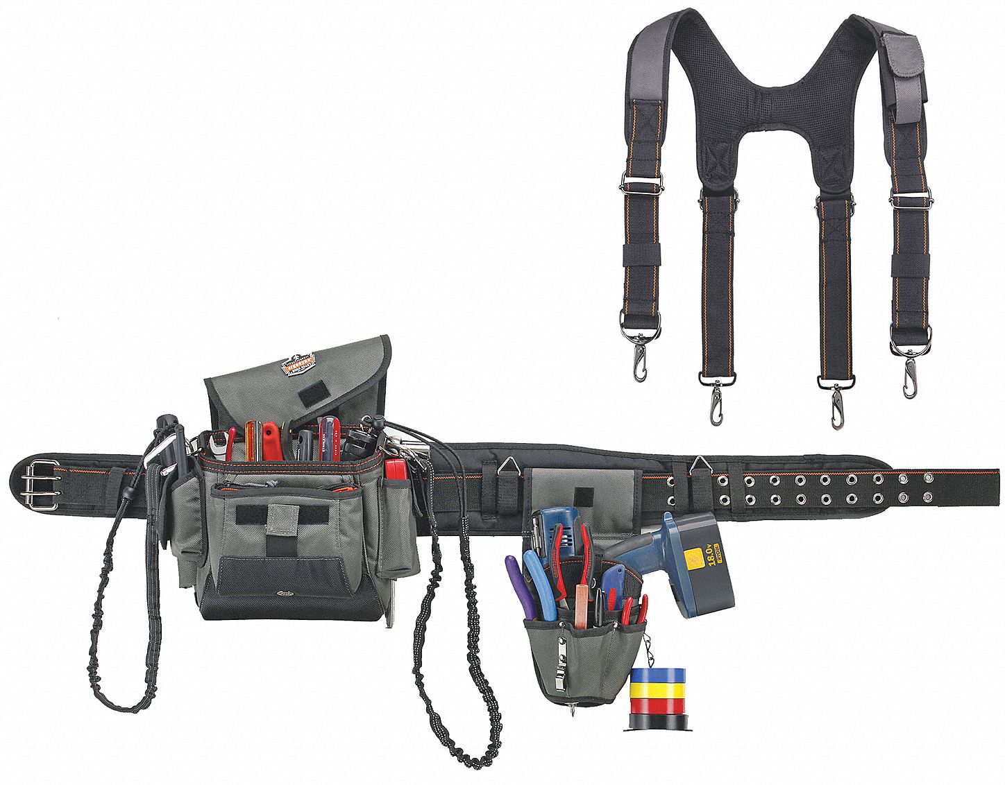 ARSENAL BY ERGODYNE Gray, Tool Belt, Ballistic Polyester, 29 in to 38