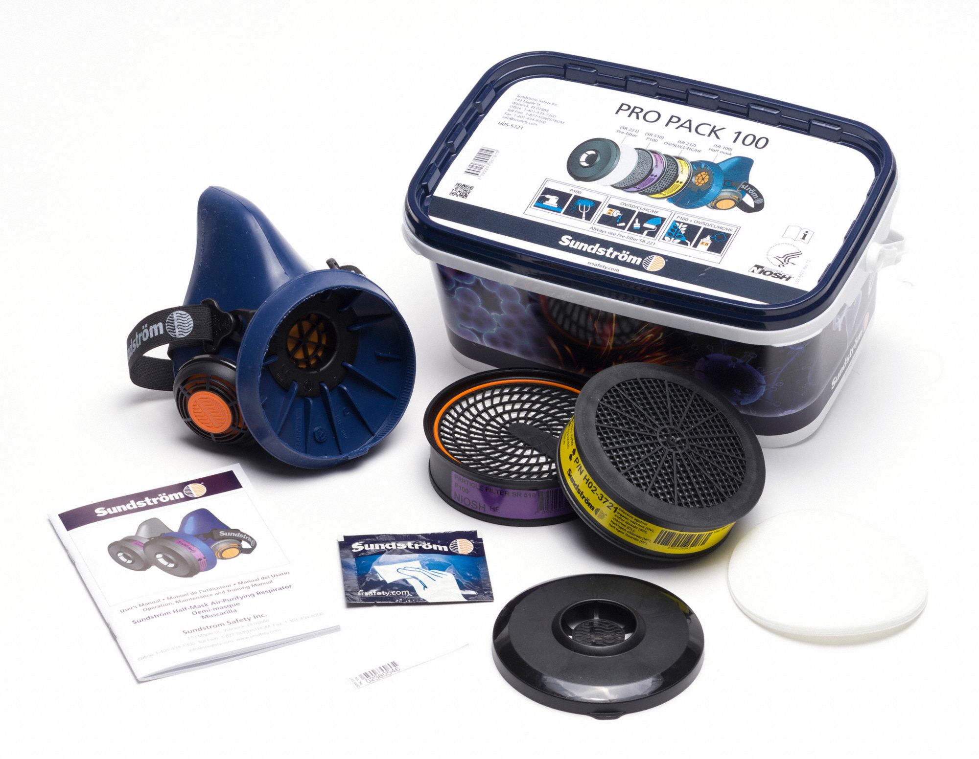 SUNDSTROM SAFETY Half Mask Respirator Kit, SR 100, SR 229, SR 221x5
