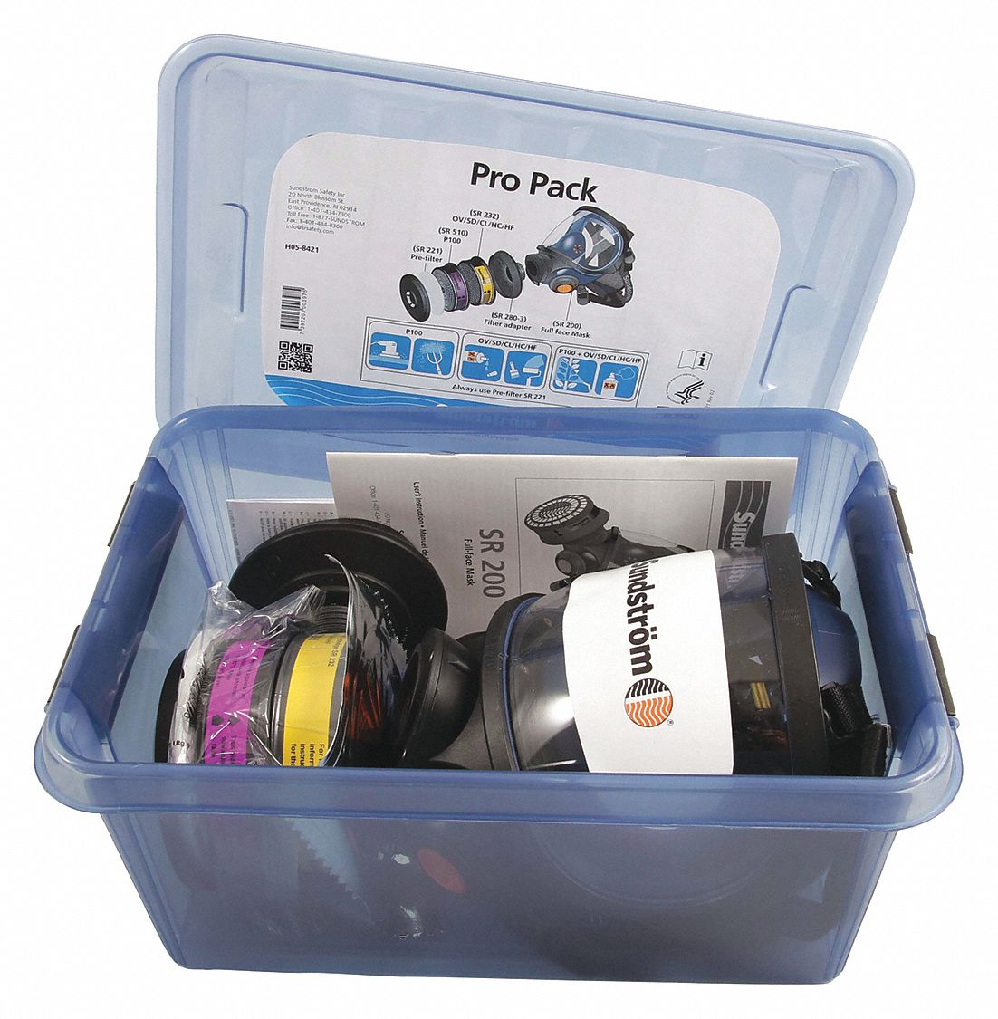 Full Face Respirator Kit: Silicone, Snap-In Gasket, M Mask Size, Nylon, Cartridges Included, SR 200