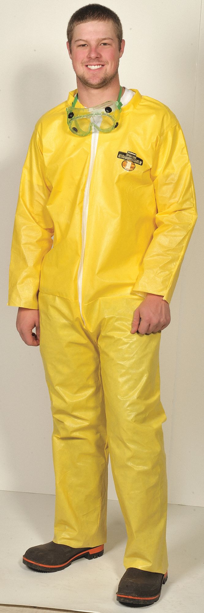 Collared Coverall, Open, Yellow, 4XL