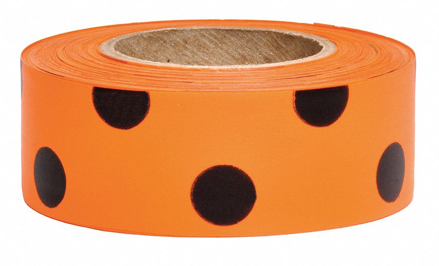 Flagging Tape, Orange Glo/Black, 150 ft
