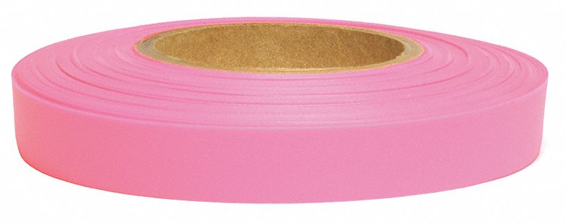 Flagging Tape, Pink Glo, 150ft x 1/2 In