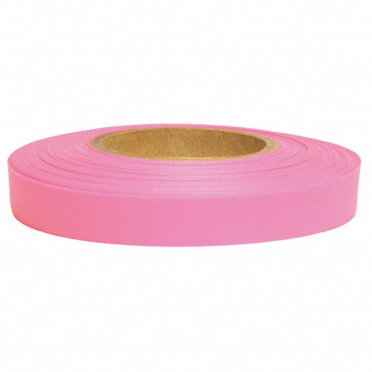 PRESCO PRODUCTS CO Flagging Tape, Fluorescent Pink, 1/2 in x 150 ft