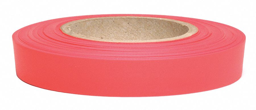 Flagging Tape, Red Glo, 150 ft x 1/2 In