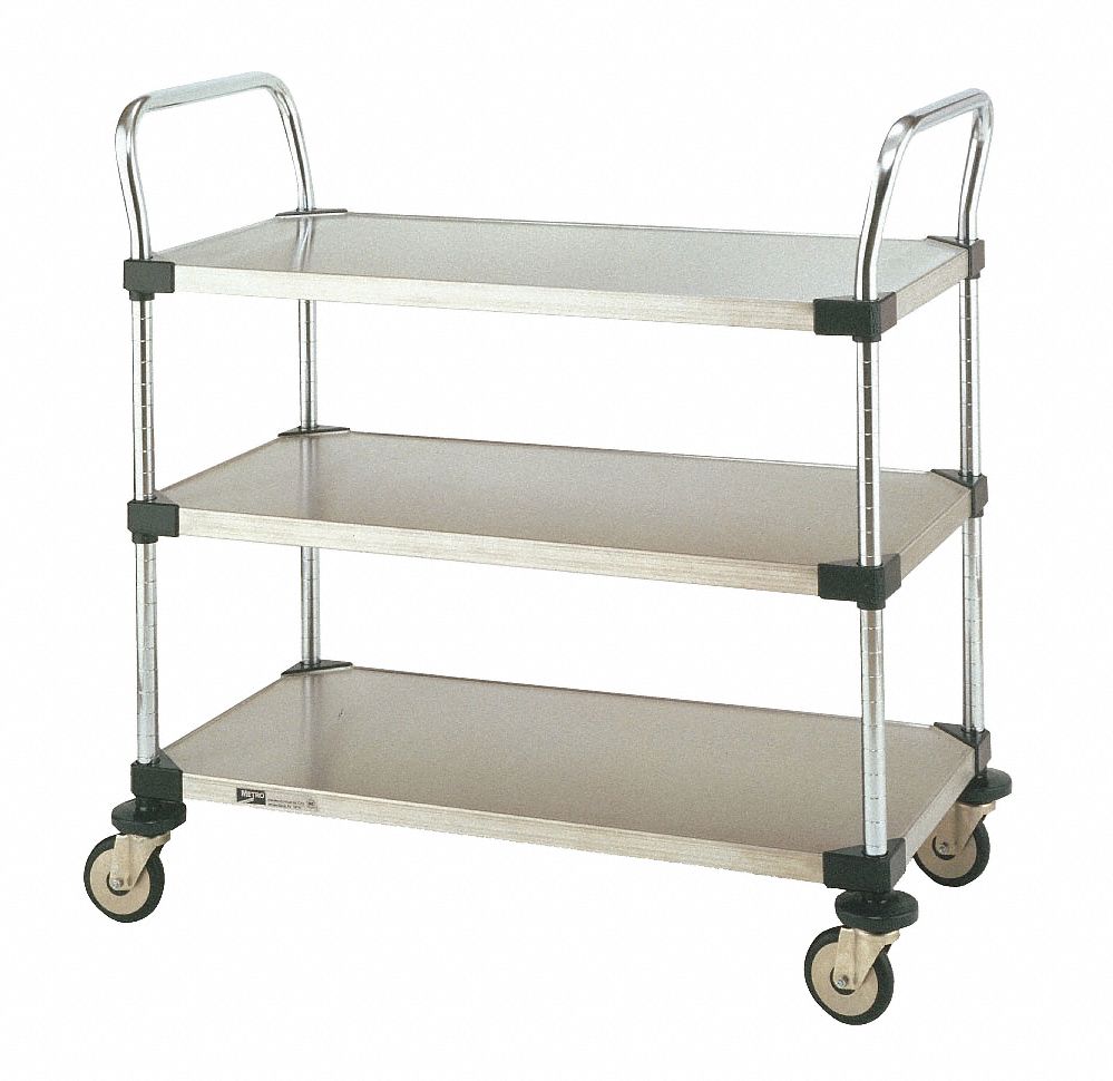 Corrosion-Resistant Utility Cart with Flush Metal Shelves: 375 lb Load Capacity, 36 in x 24 in