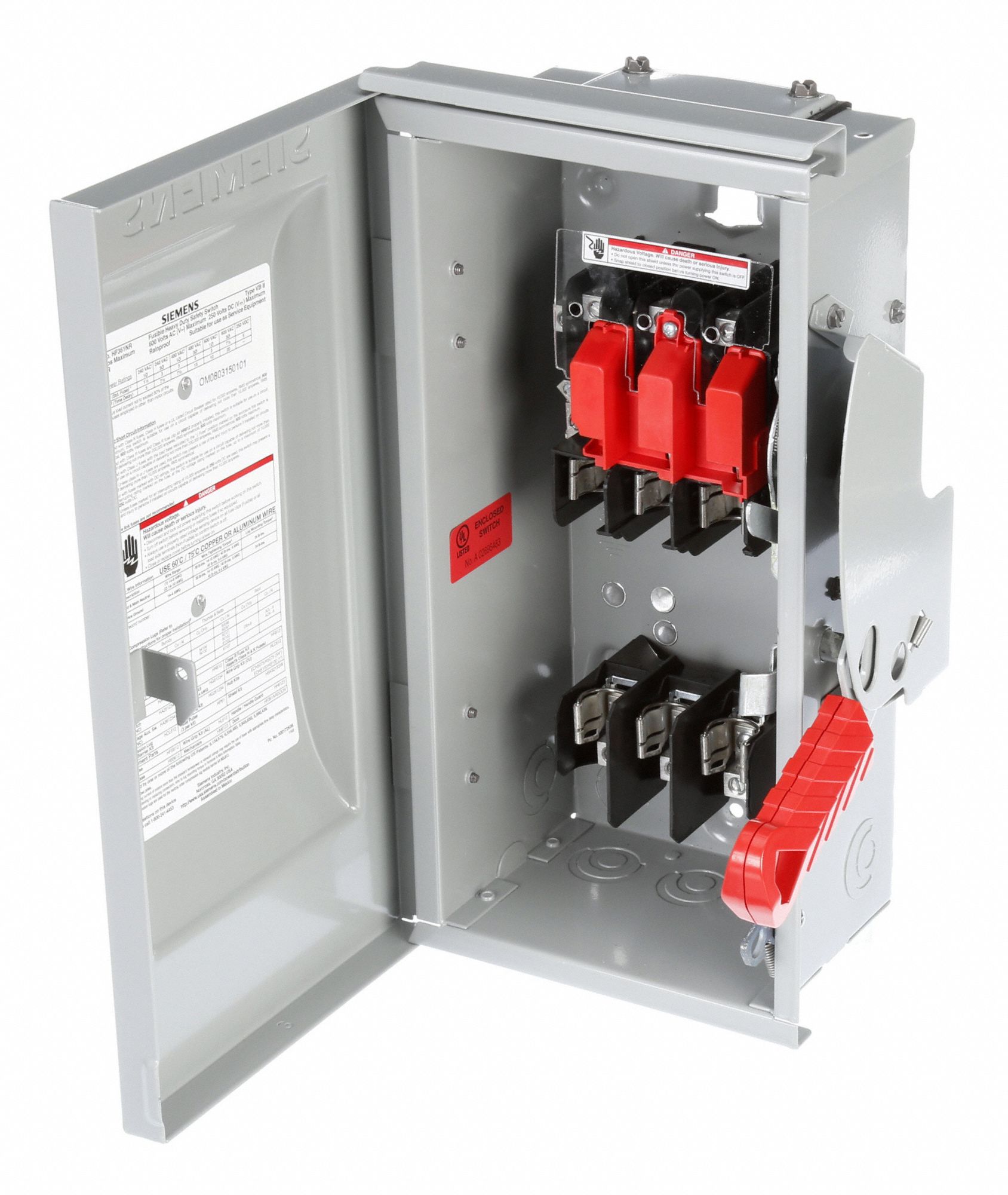 SIEMENS Safety Switch, Fusible, Heavy, 600V AC Voltage, 3 Phase, 20 hp ...