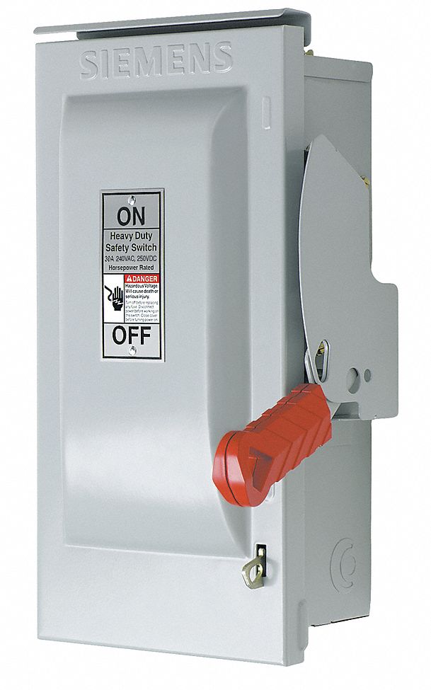SIEMENS Safety Switch, Fusible, Heavy, 600V AC Voltage, 3 Phase, 20 hp