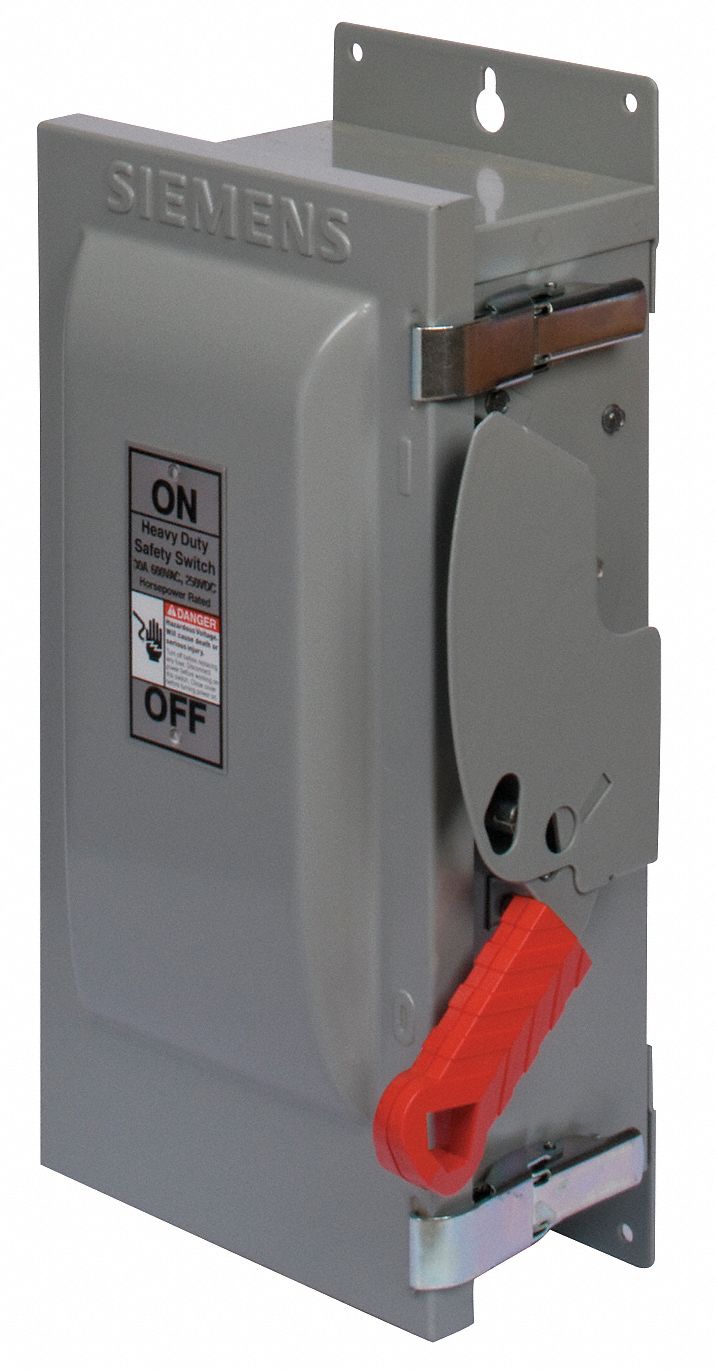 Safety Switch: Fusible, 60 A, Three Phase, 240V AC, Galvanized Steel, Indoor
