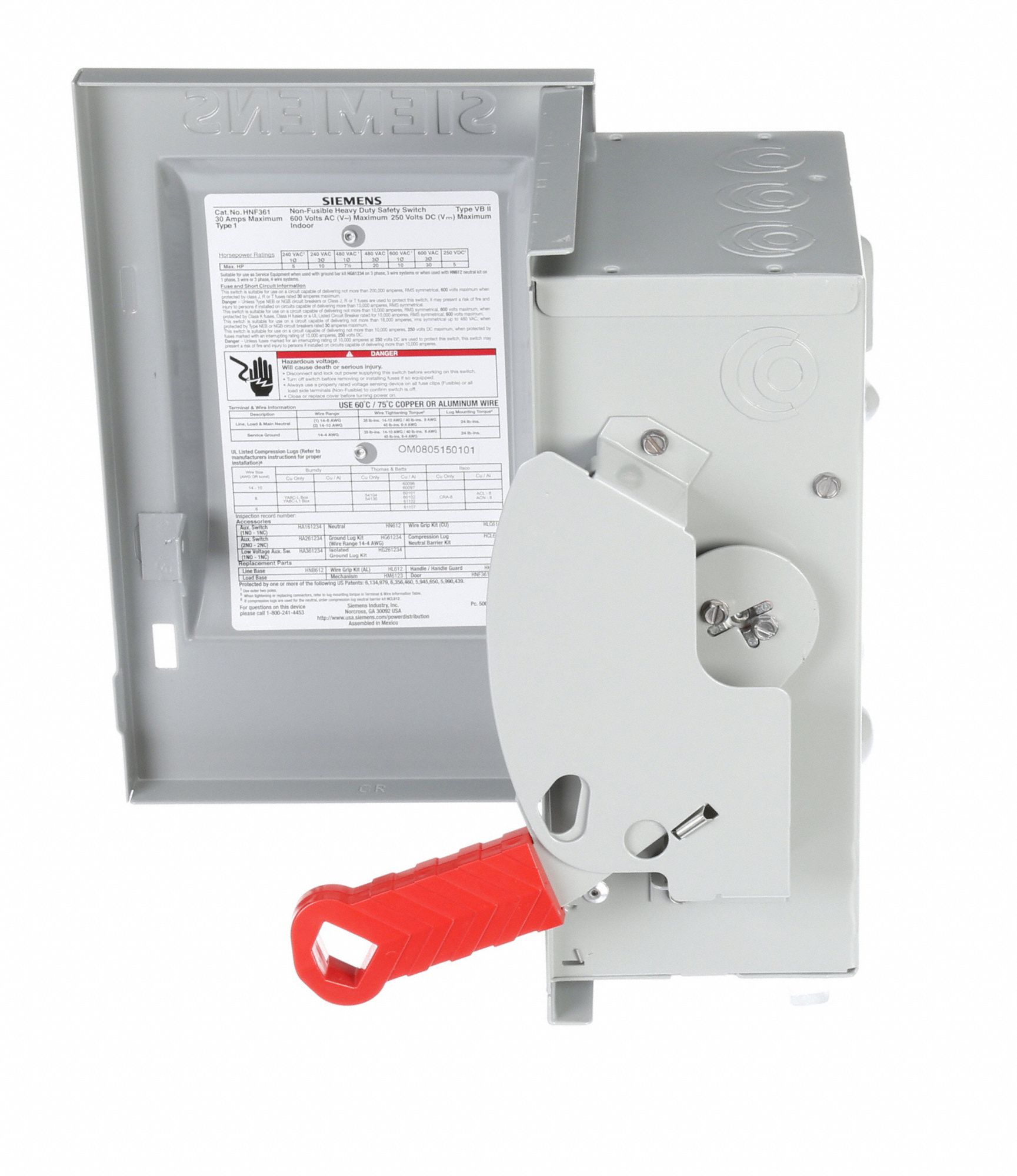 Siemens Safety Switch Nonfusible Heavy 600v Ac Voltage Three Phase 30 Hp 600v Ac Hp 6gne7 Hnf361 Grainger