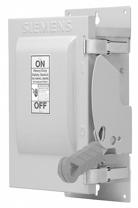 Safety Switch: Non-Fusible, 30 A, Three Phase, 600V AC, Galvanized Steel, Indoor
