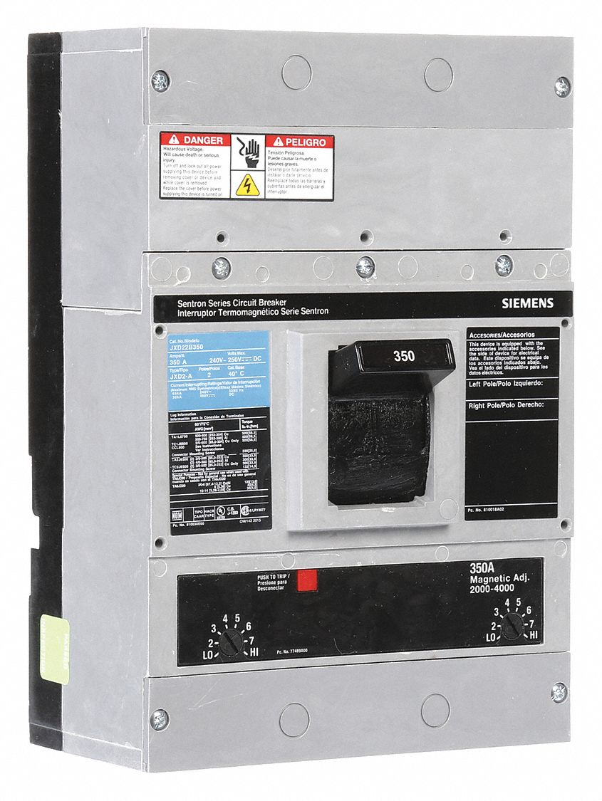 Molded Case Circuit Breaker: 350 A Amps, 65kA at 240V AC, Fixed, Lug