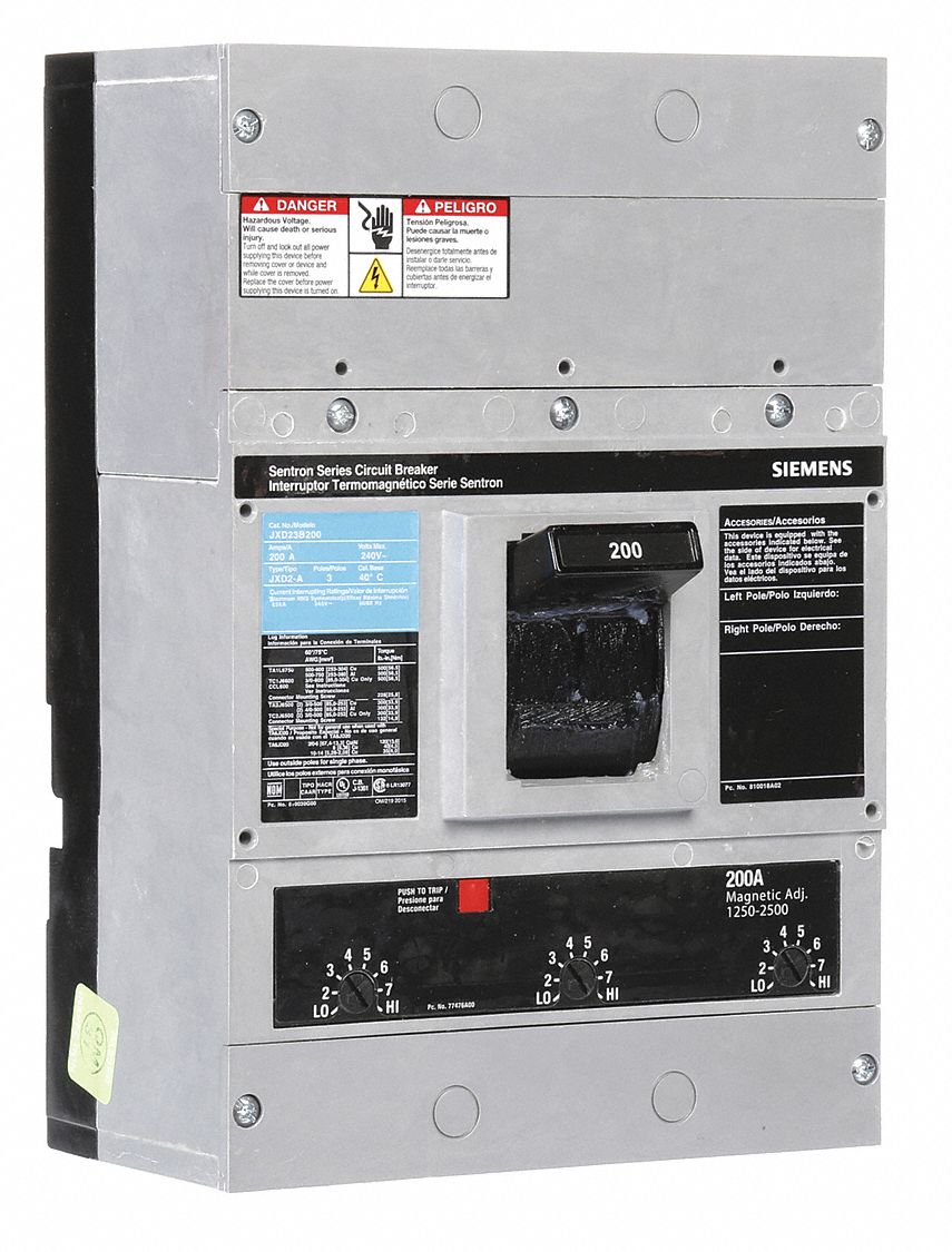 Molded Case Circuit Breaker: 200 A Amps, 65kA at 240V AC, Fixed, Lug, ABC