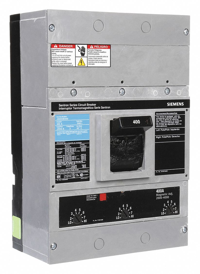 SIEMENS, 400 A Amps, 65kA at 240V AC, Molded Case Circuit Breaker 6GNG9JXD23B400 Grainger