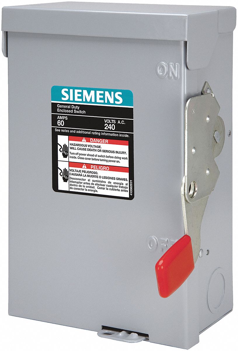 Siemens Nonfusible Air Conditioning Disconnect Switch Metallic Galvanized Steel 60 Amps Ac 6gnh0 Lnf222r Grainger