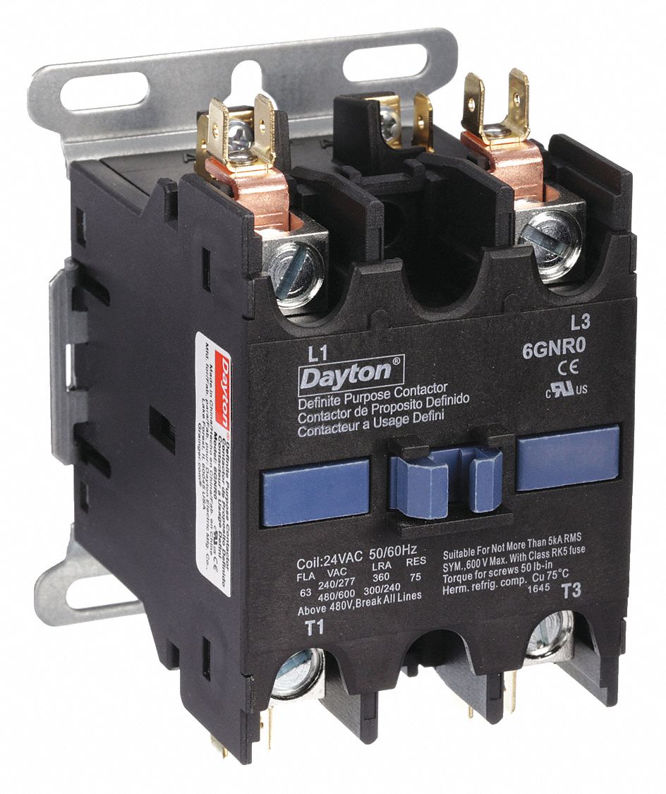 DAYTON Contactor, 24VCA, Número de Polos 2, Reversible: No, Amperaje de ...