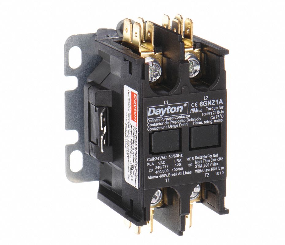 DAYTON Contactor de Propósito Definido, 24VCA, Número de Polos 2 ...