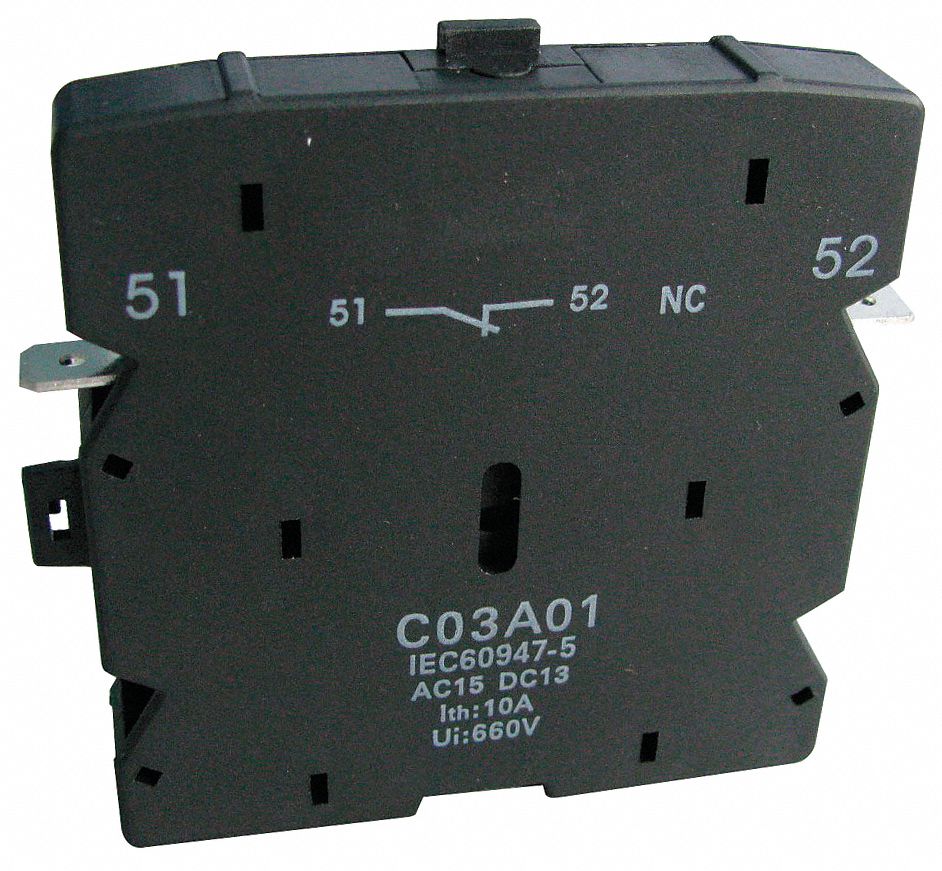DAYTON Auxiliary Contact, 10 A Amps, Definite Purpose Type, Side