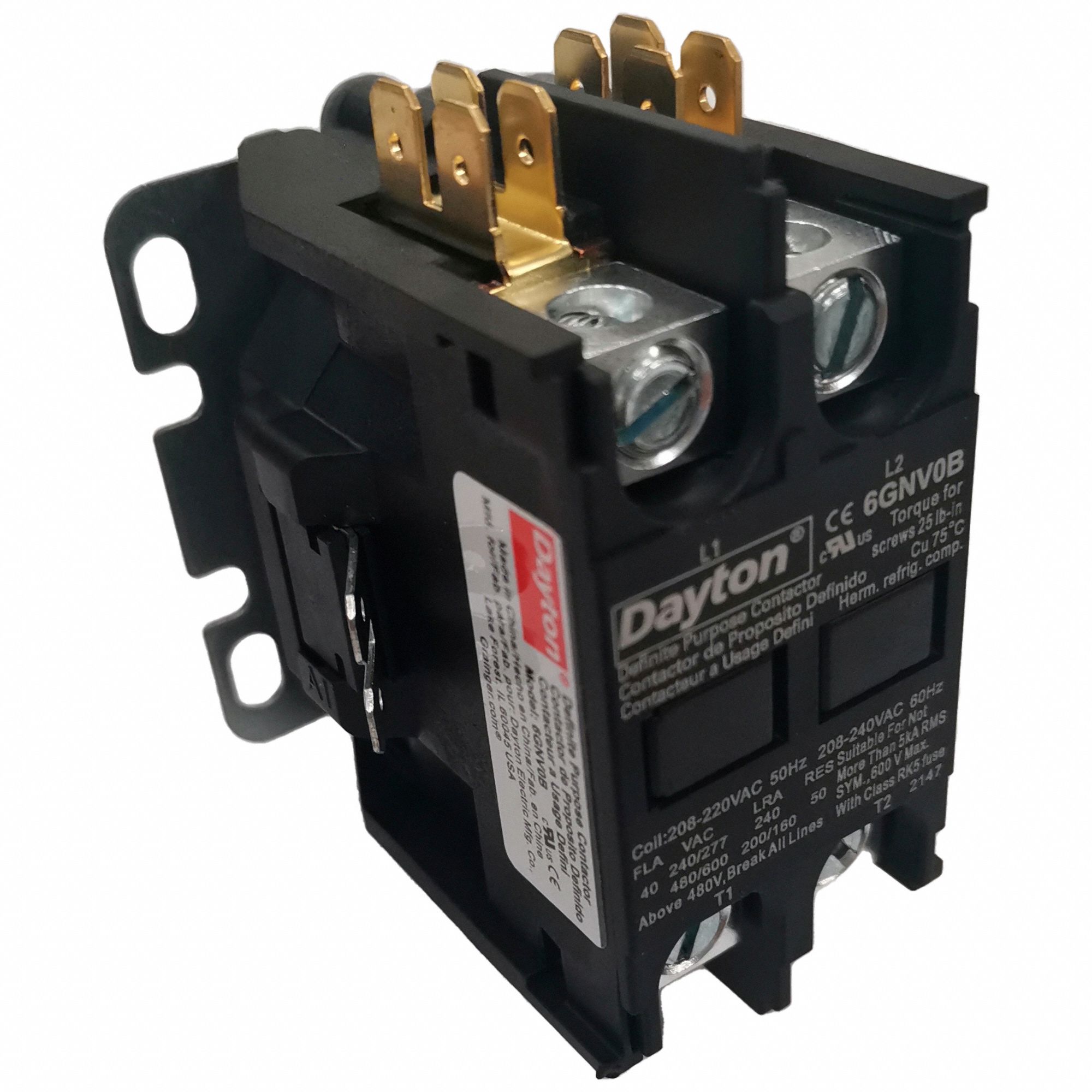 DEFINITE PURPOSE MAGNETIC CONTACTOR, 2 POLES, 208-240V AC, 40 A, NON-REVERSING