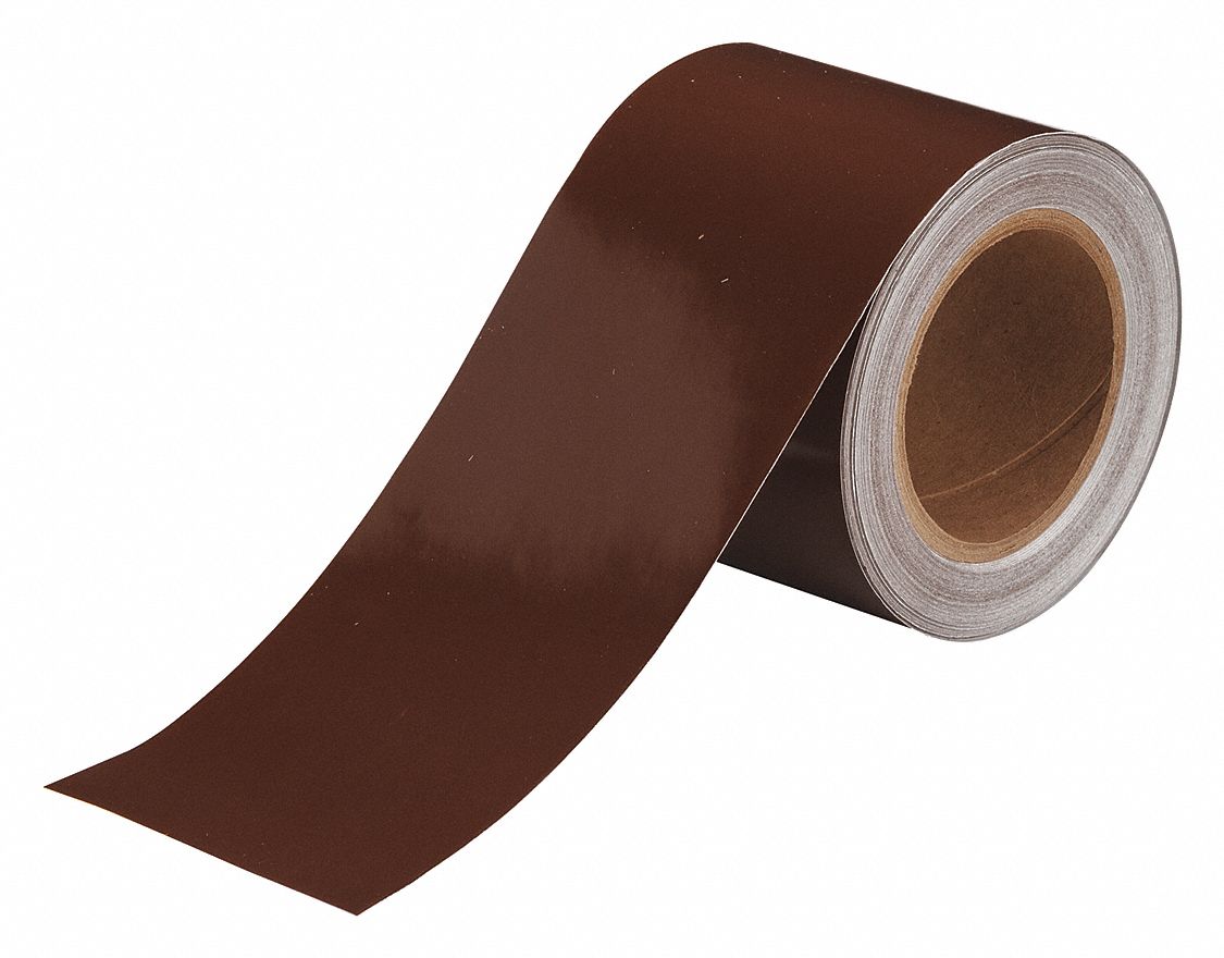 Pipe Marking Tape: Brown, 4 in Wd, 90 ft Roll Lg, Vinyl, 4 in Roll Wd, 1, 080 in Lg