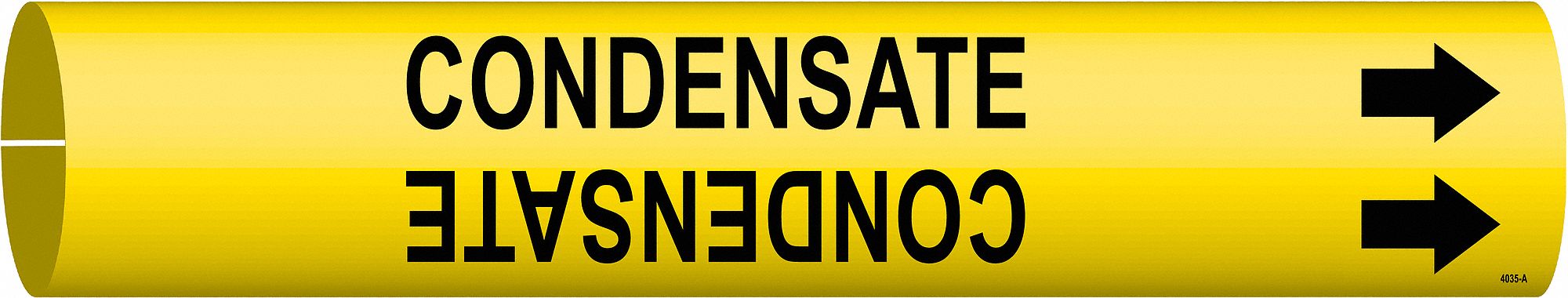 Pipe Marker: Condensate, Yellow, Black, Fits 3/4 to 1 3/8 in Pipe O.D., 1 Pipe Markers, With Arrows