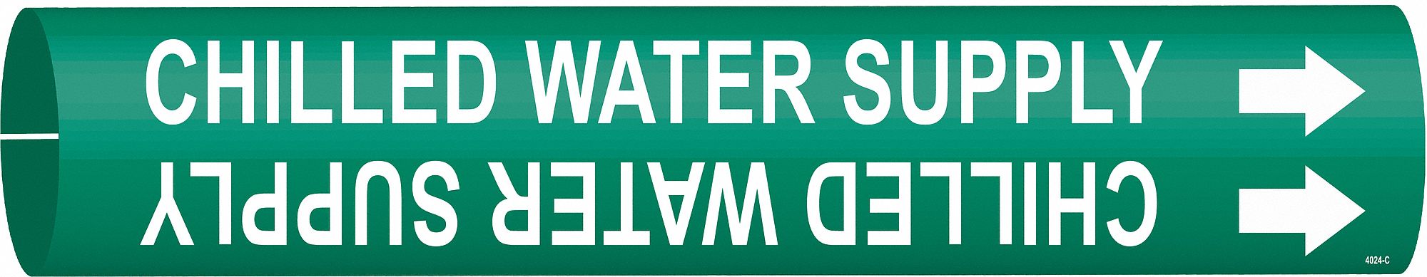 Pipe Marker: Chilled Water Supply, Green, White, Fits 2 1/2 to 3 7/8 in Pipe O.D., 1 Pipe Markers