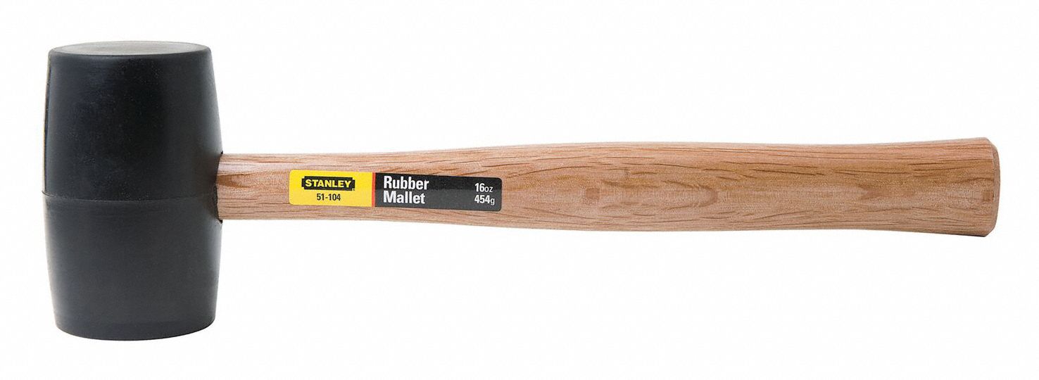 STANLEY Rubber Mallet Wood Handle, 16 oz Head Wt, 2 1/2 in Dia, 3 7/8
