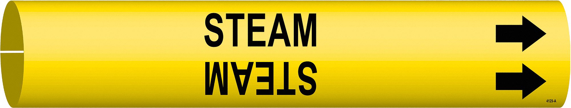 Pipe Marker: Steam, Yellow, Black, Fits 3/4 to 1 3/8 in Pipe O.D., 1 Pipe Markers, With Arrows