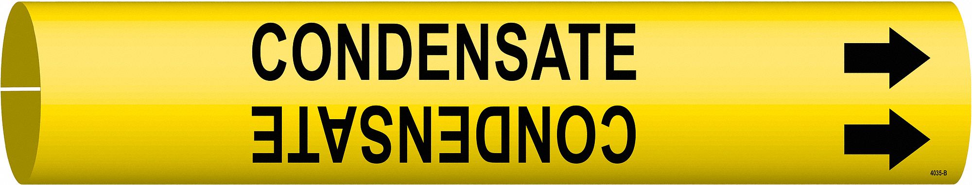 Pipe Marker: Condensate, Yellow, Black, Fits 1 1/2 to 2 3/8 in Pipe O.D., 1 Pipe Markers