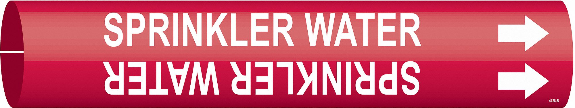 Pipe Marker: Sprinkler Water, Red, White, Fits 1 1/2 to 2 3/8 in Pipe O.D., 1 Pipe Markers