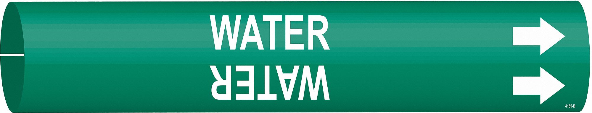 Pipe Marker: Water, Green, White, Fits 1 1/2 to 2 3/8 in Pipe O.D., 1 Pipe Markers, With Arrows