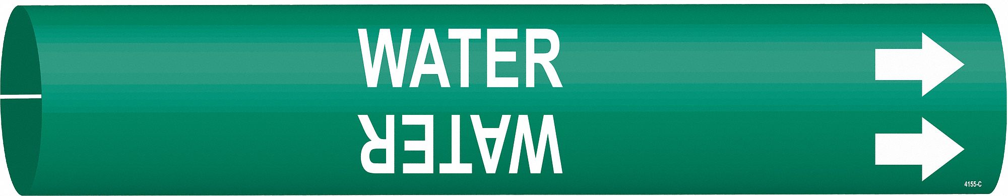 Pipe Marker: Water, Green, White, Fits 2 1/2 to 3 7/8 in Pipe O.D., 1 Pipe Markers, With Arrows