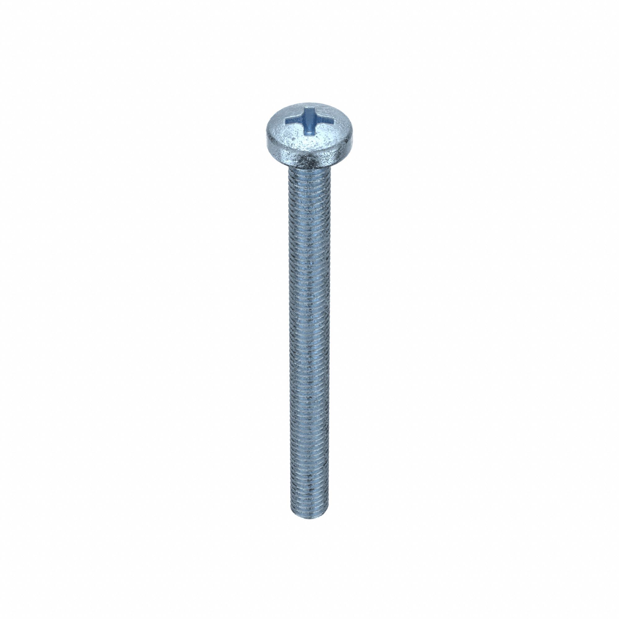 MACHINE SCREW, M6 THREAD SIZE, 70MM L, STEEL, ZINC PLATED, PAN, PHILLIPS, METRIC, 10 PK