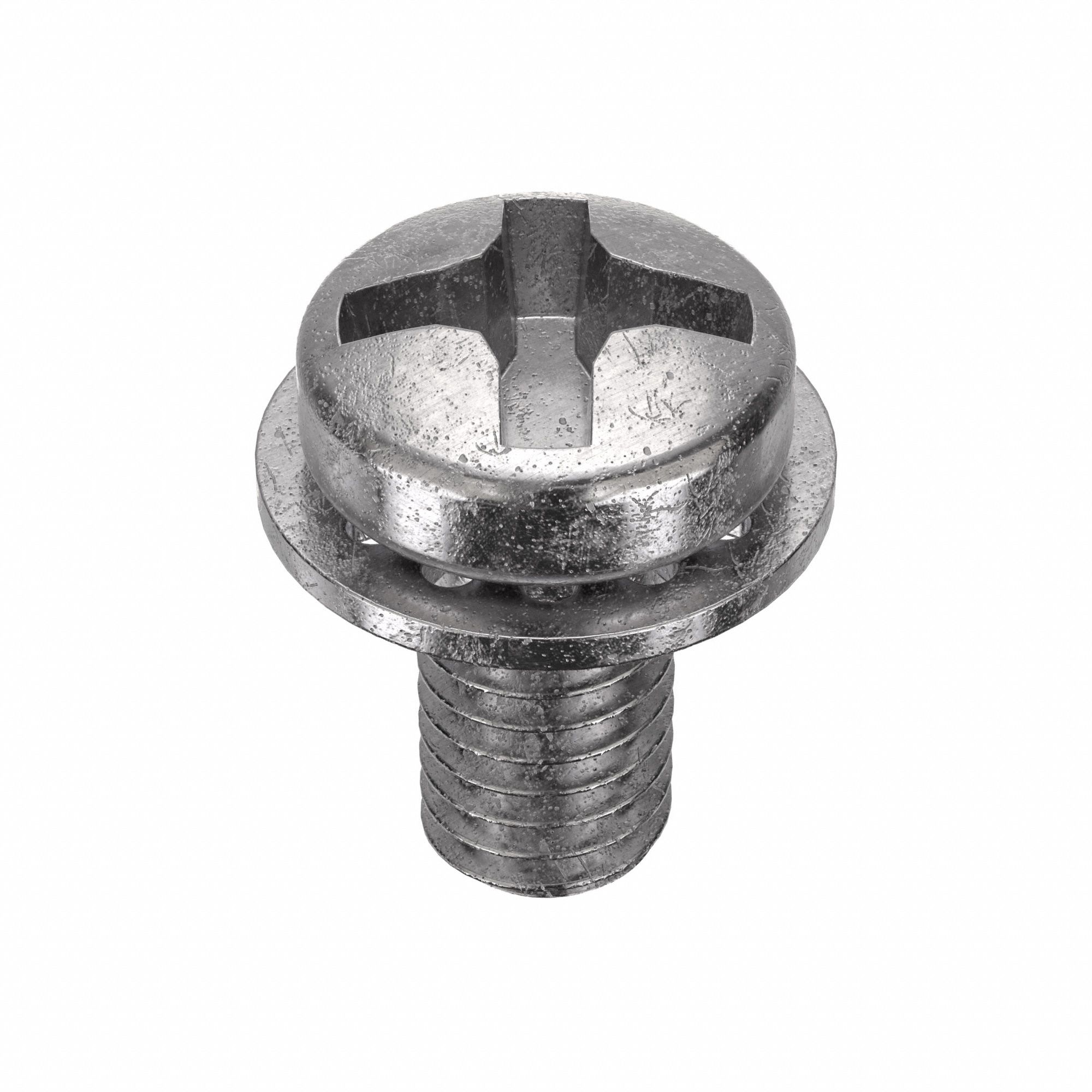 SEMS Screw: Internal Tooth, M3x0.50 Thread Size, 6 mm Lg, Stainless Steel, Plain, Pan, 25 PK