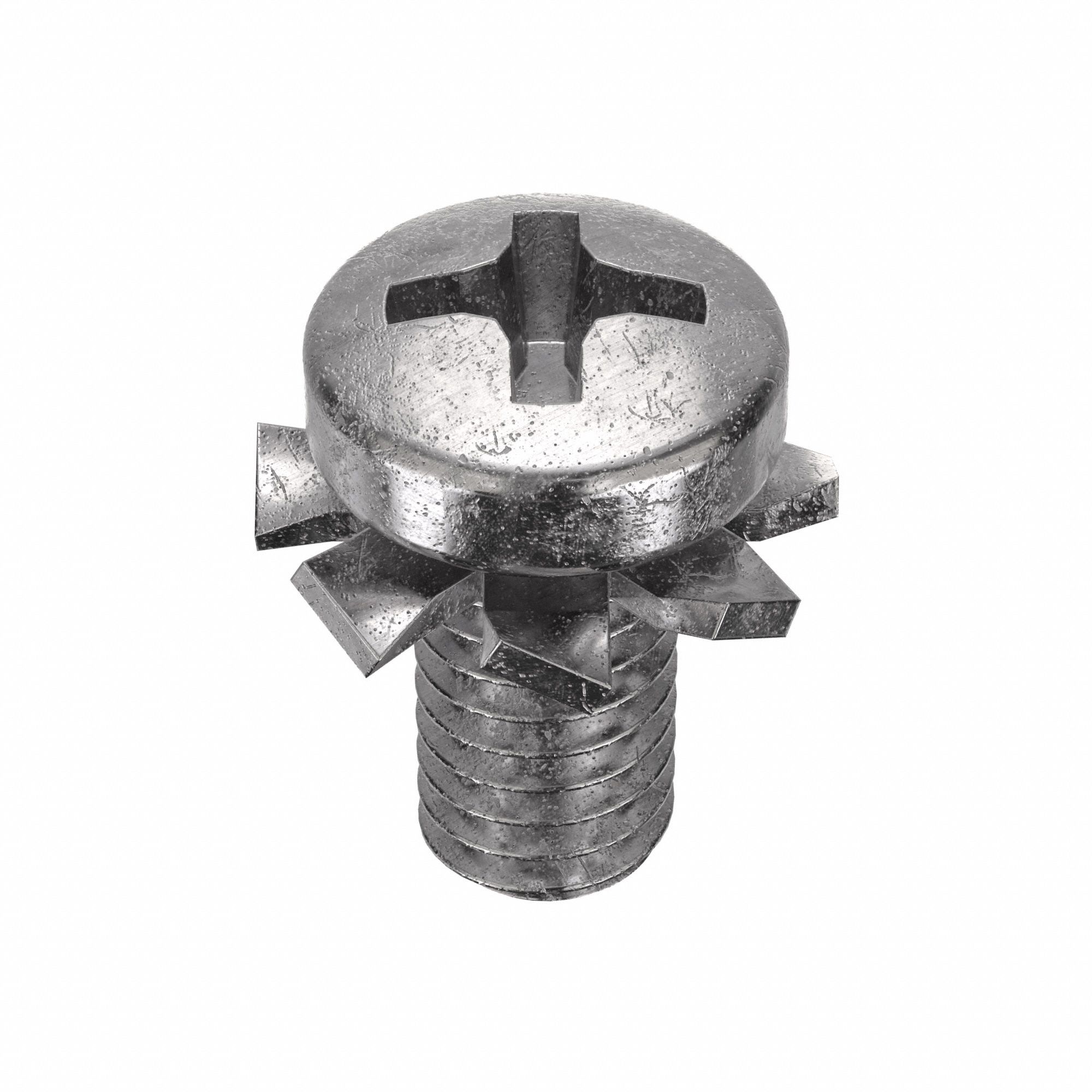 SEMS Screw: External Tooth, M4x0.70 Thread Size, 8 mm Lg, Stainless Steel, Plain, Pan, 10 PK