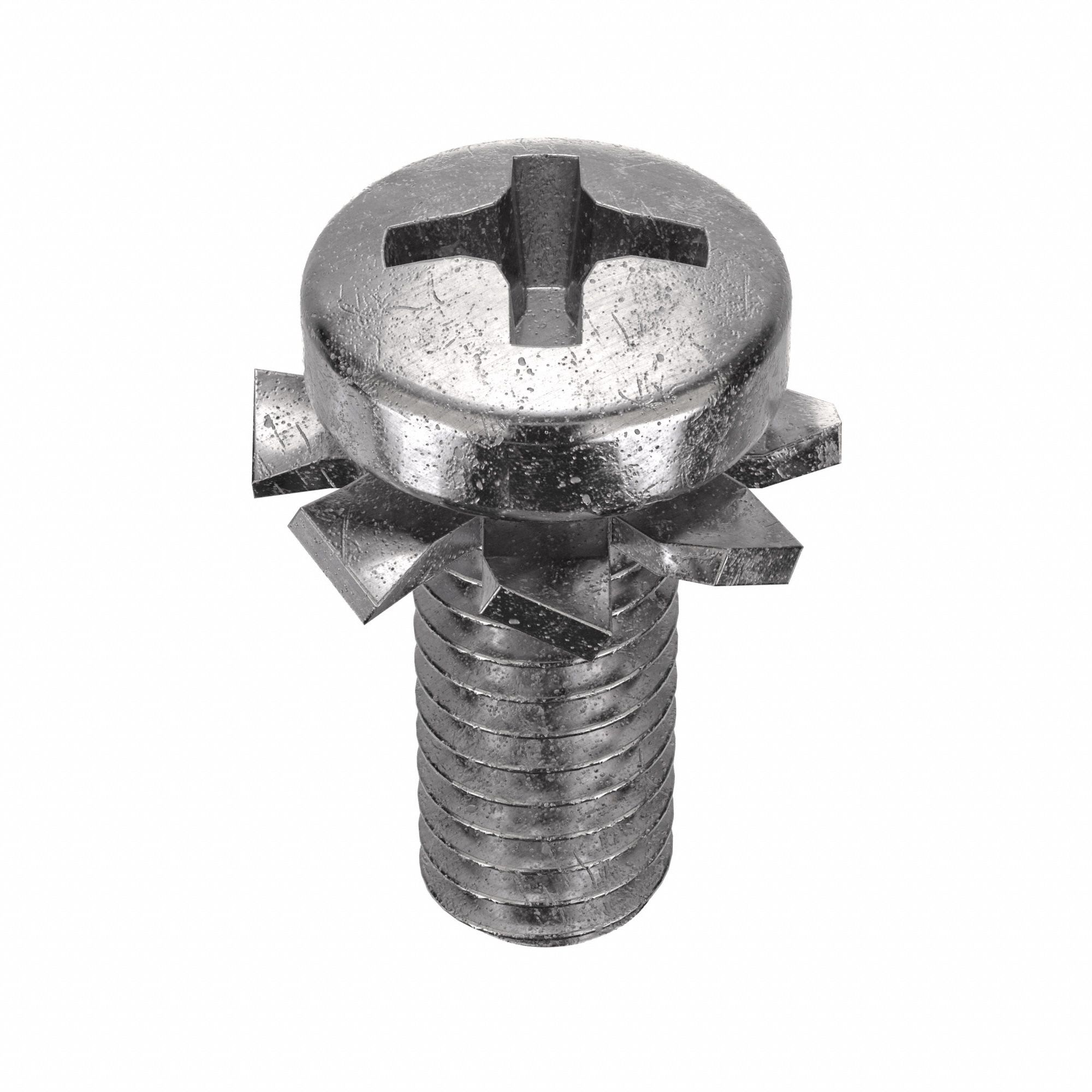 MACHINE SCREW, M4 THREAD, 7.25MM L, 18-8 SS, PLAIN FINISH, PAN, EXTERNAL TOOTH, 10 PK