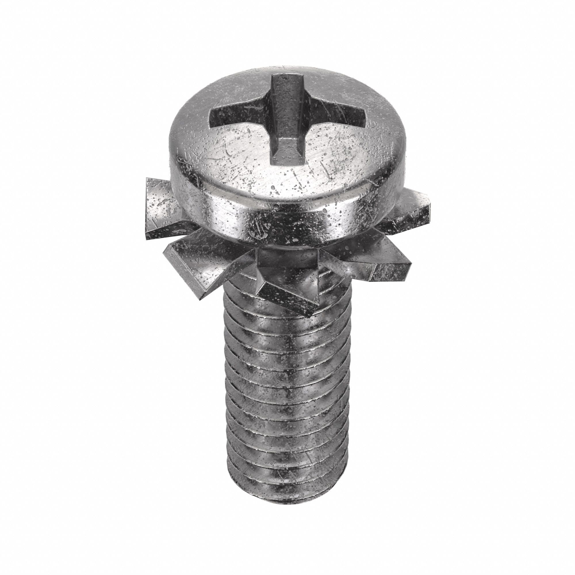 MACHINE SCREW, M4 THREAD, 9.25MM L, 18-8 SS, PLAIN FINISH, PAN, EXTERNAL TOOTH, 10 PK