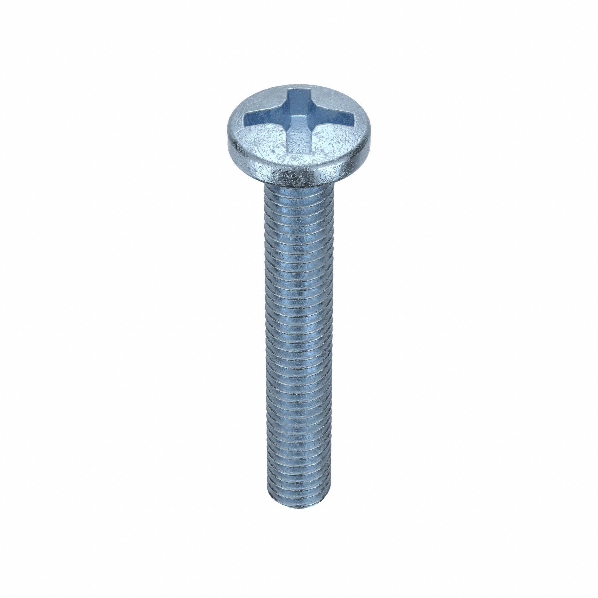Machine Screws: M3x0.50 Thread Size, 20 mm Lg, Steel, Zinc-Plated, Pan, JIS Phillips, 25 PK