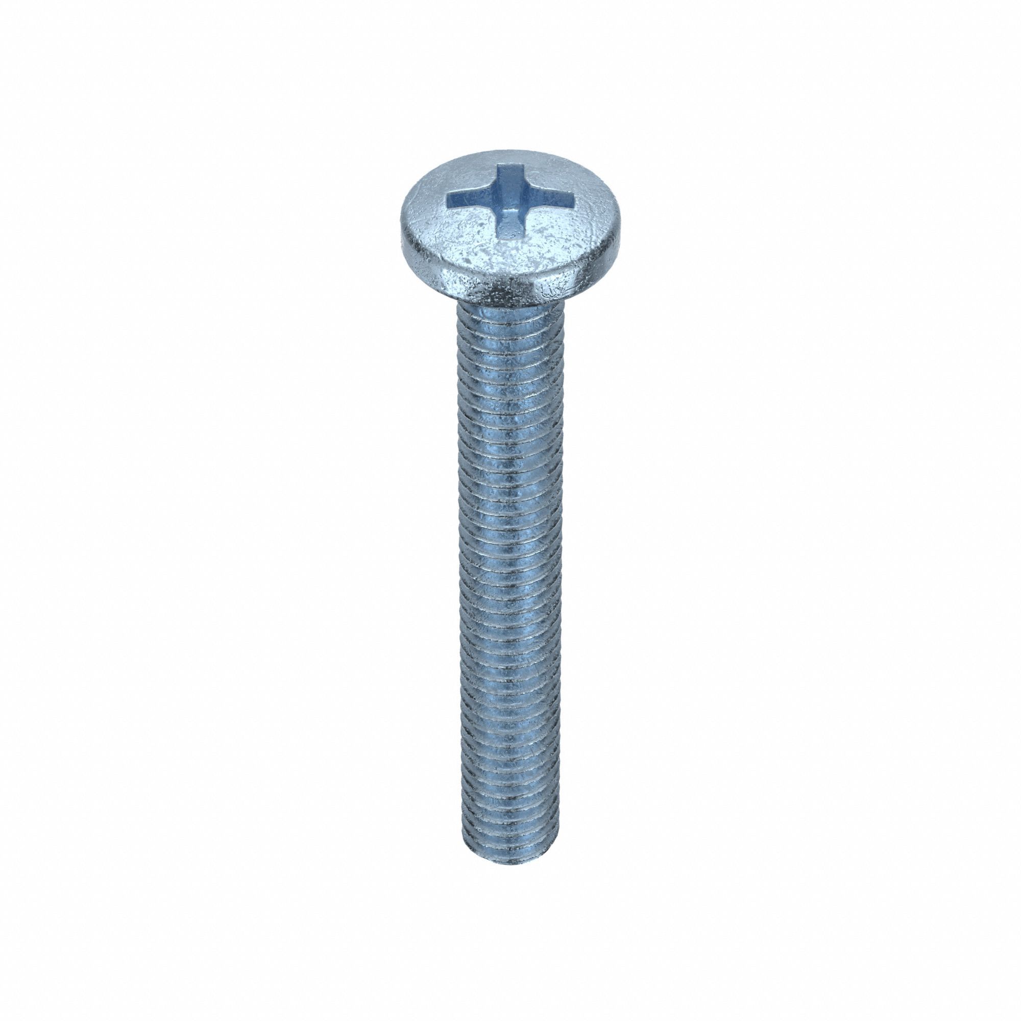Machine Screws: M4x0.70 Thread Size, 30 mm Lg, Steel, Zinc-Plated, Pan, JIS Phillips, 25 PK