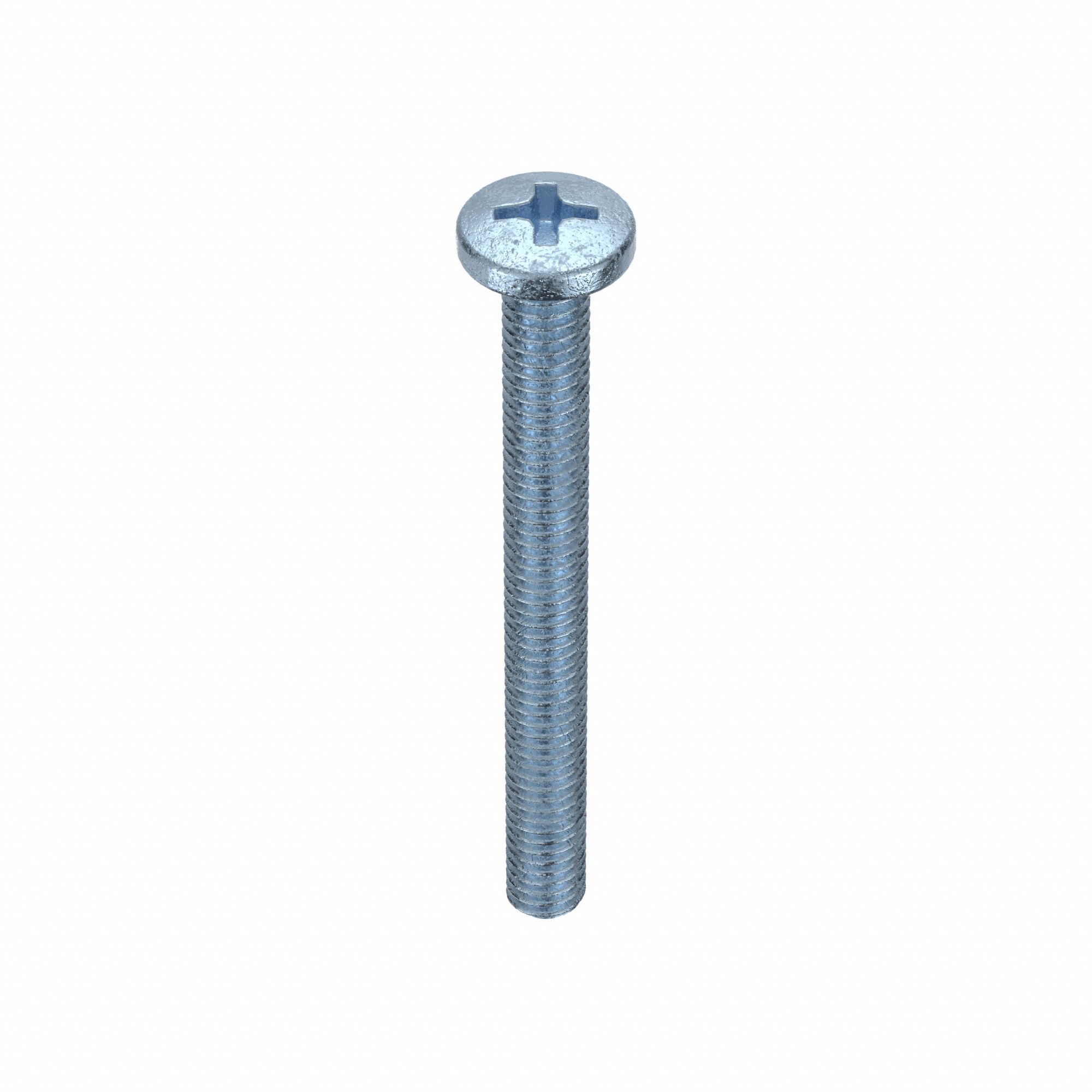 MACHINE SCREW, M4 THREAD, 40MM L, STEEL, ZINC PLATED, PAN, PHILLIPS, JIS B 1111, 25 PK