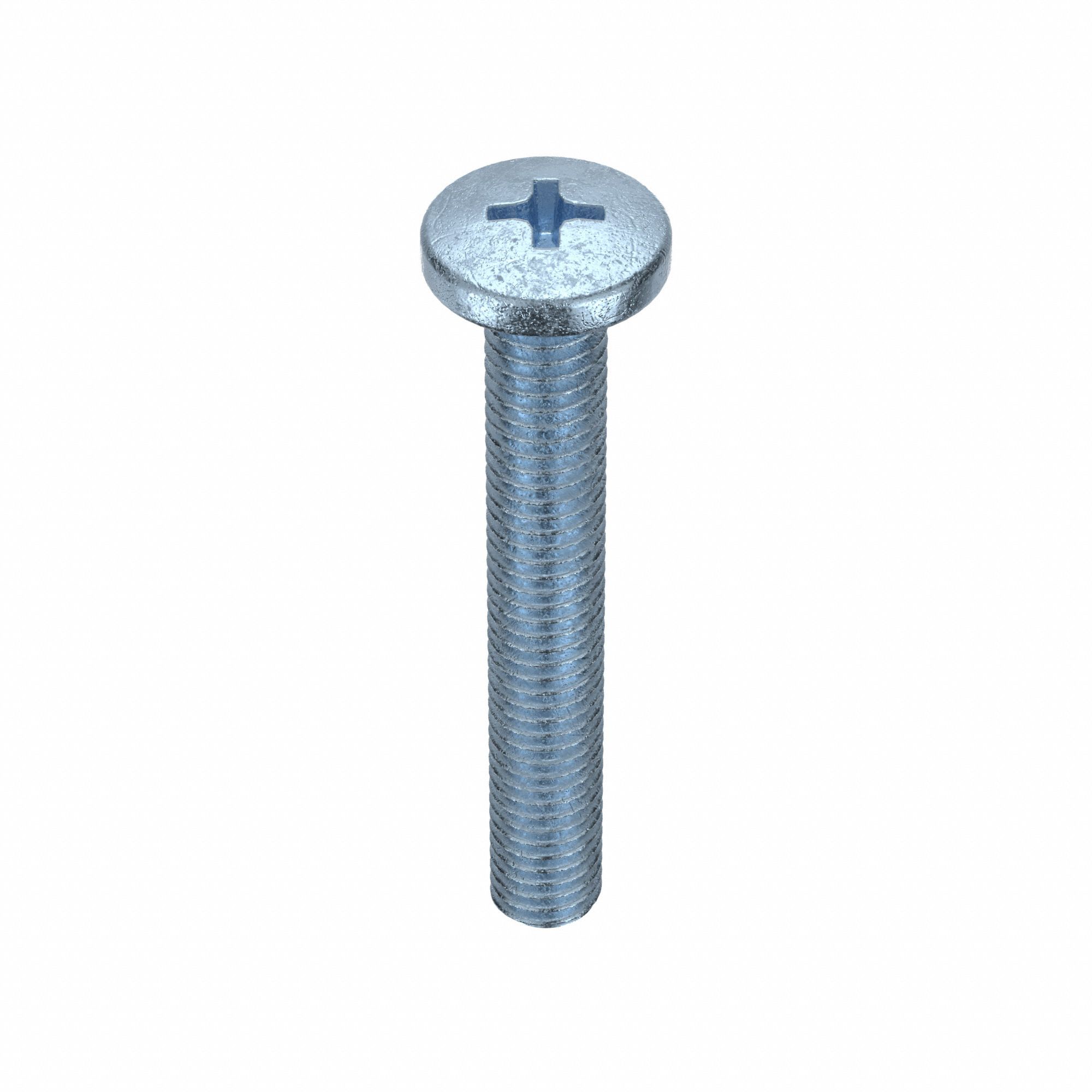 Machine Screws: M5x0.80 Thread Size, 35 mm Lg, Steel, Zinc-Plated, Pan, JIS Phillips, 25 PK